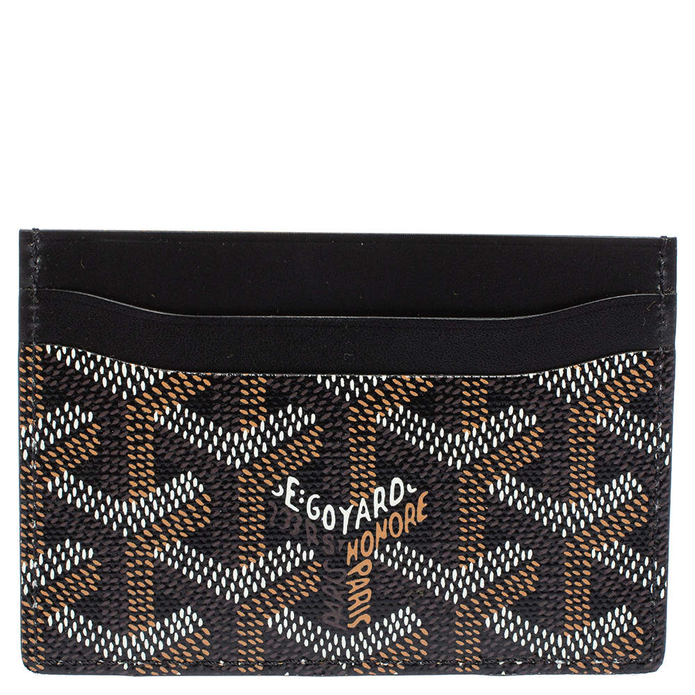 Pre Owned Goyard Black Goyardine Coated Canvas and Leather Saint Sulpice Card Holder