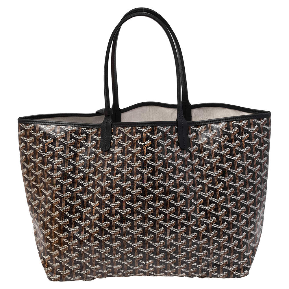 Pre Owned Goyard Black Goyardine Coated Canvas St. Louis PM Tote