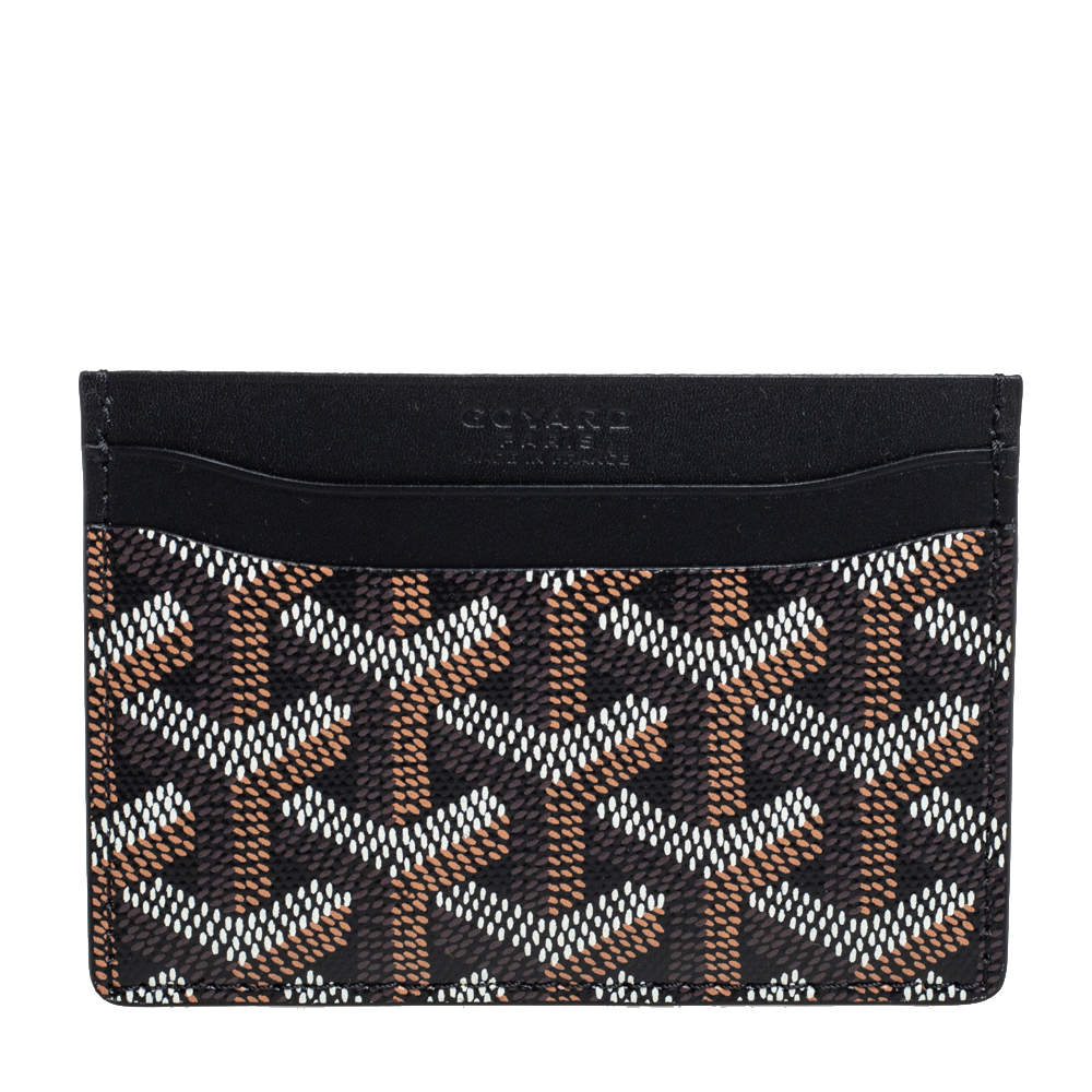Pre Owned Goyard Black Goyardine Coated Canvas and Leather Saint Sulpice Card Holder