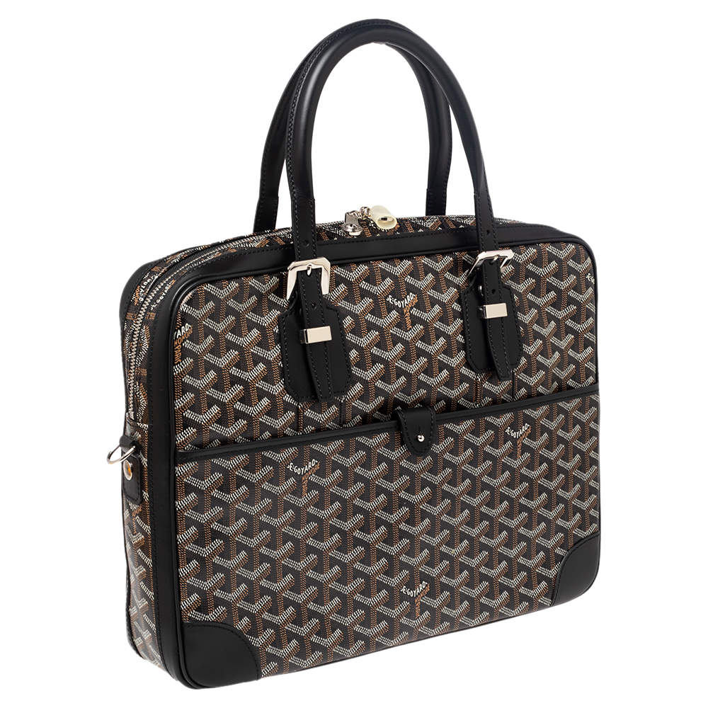 Elegant Goyard Ambassade shoulder strap briefcase in black coated monogram  Goyard canvas and black leather Cloth ref.786360 - Joli Closet