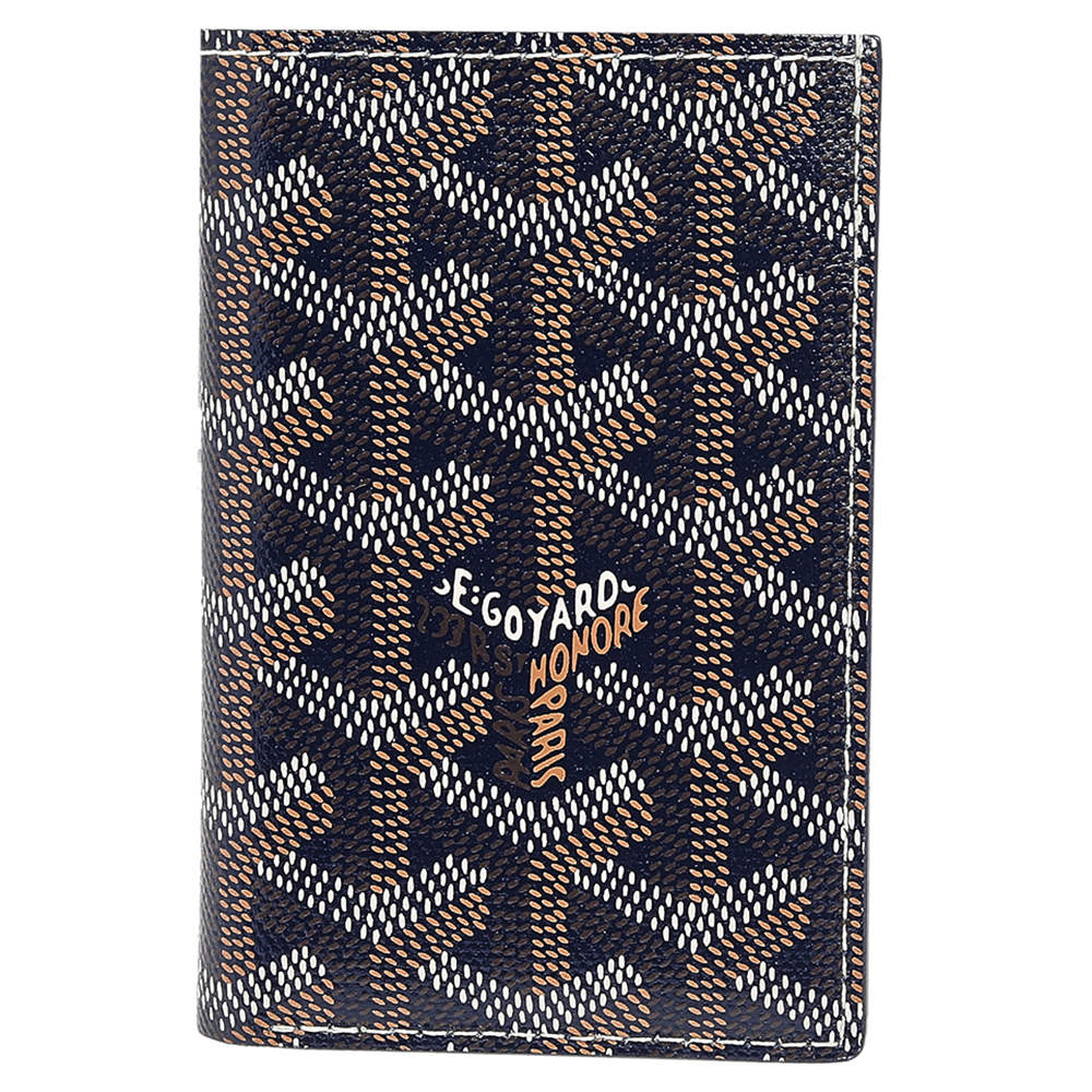 Pre Owned Goyard Navy Blue Goyardine Coated Canvas Bifold Card Holder