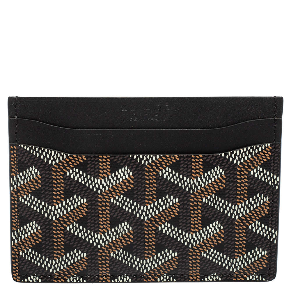 Pre Owned Goyard Black Goyardine Coated Canvas and Leather Saint Sulpice Card Holder