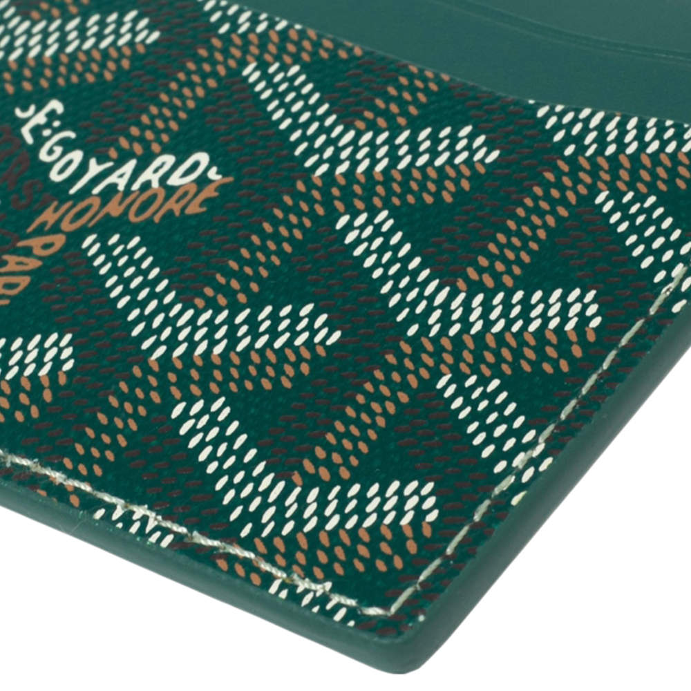 Goyard Green Goyardine Canvas & Vauzelles Calfskin Saint-Sulpice Card Wallet, 2022 (Like New), Handbag