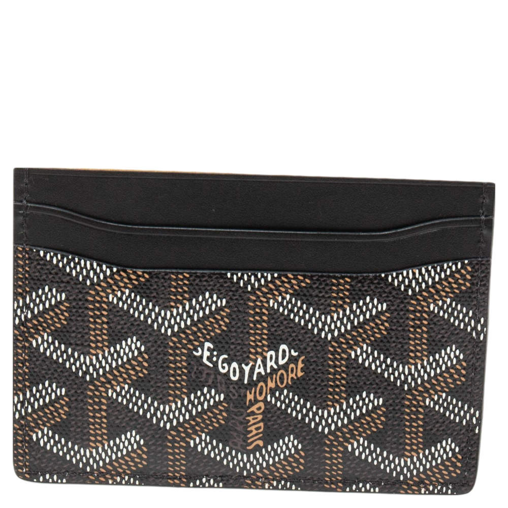 Pre Owned حافظة بطاقات جويارد سان سولبيس جلد وكانفاس مقوى غوياردين سوداء 