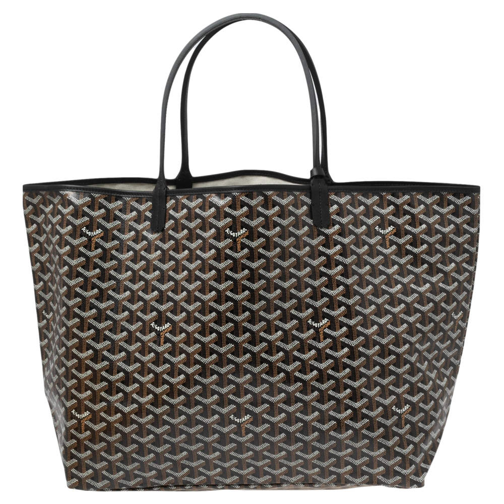 Pre Owned Goyard Black/Brown Goyardine Coated Canvas and Leather Saint Louis GM Tote