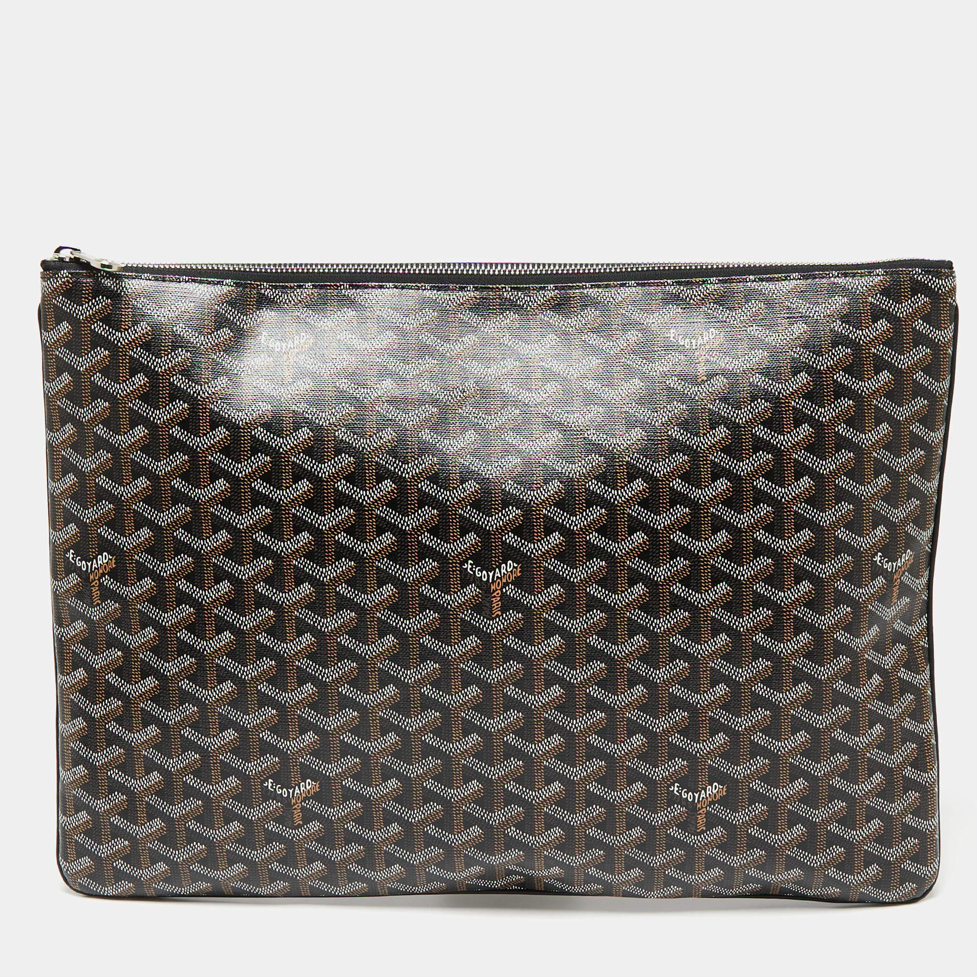 Pre Owned Goyard Black Goyardine Coated Canvas Senat GM Clutch