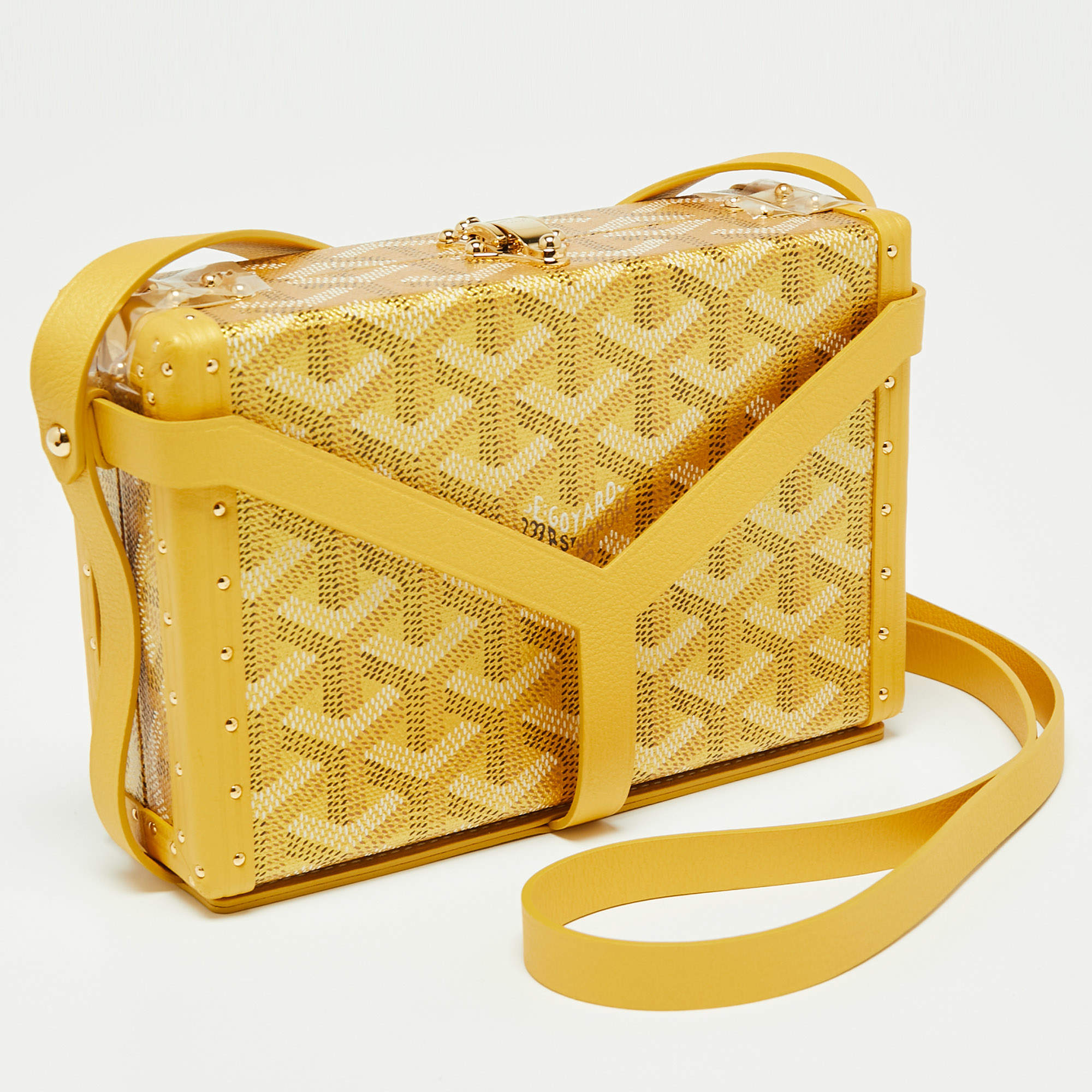 Goyard Yellow/Gold Coated Canvas and Leather Minaudiere Trunk Bag