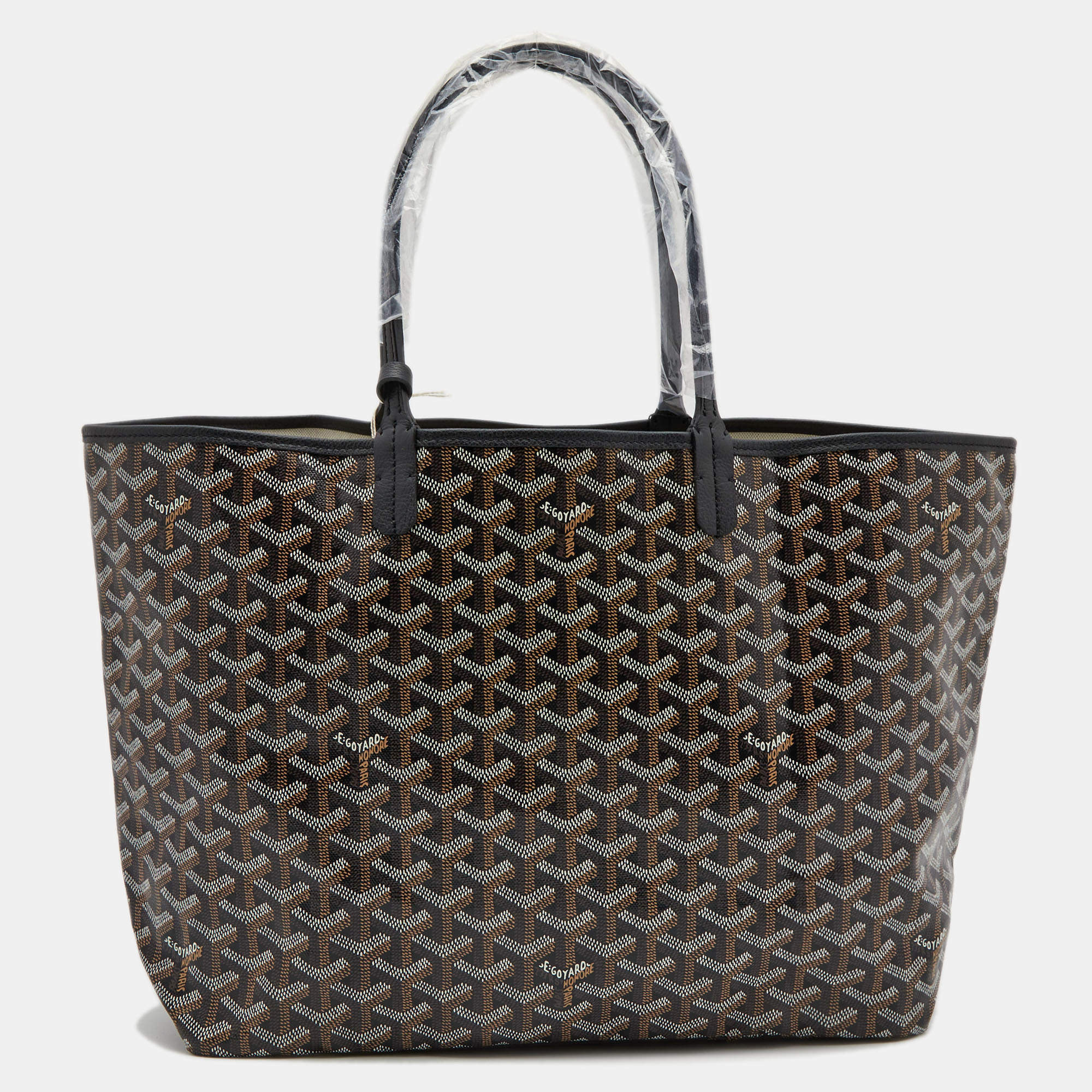 Pre Owned Goyard Black Goyardine Coated Canvas and Leather Saint Louis PM Tote