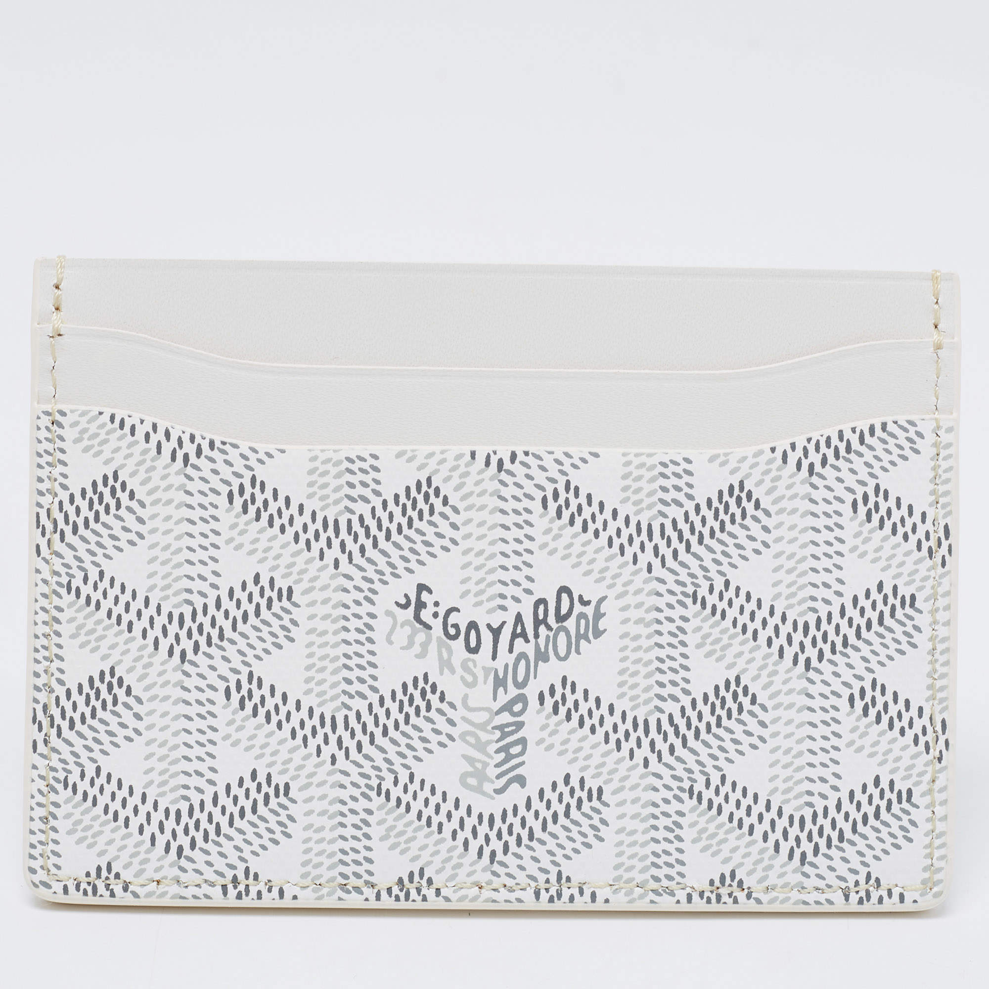 Genuine Goyard Paris Saint Sulphice White Leather Card Holder