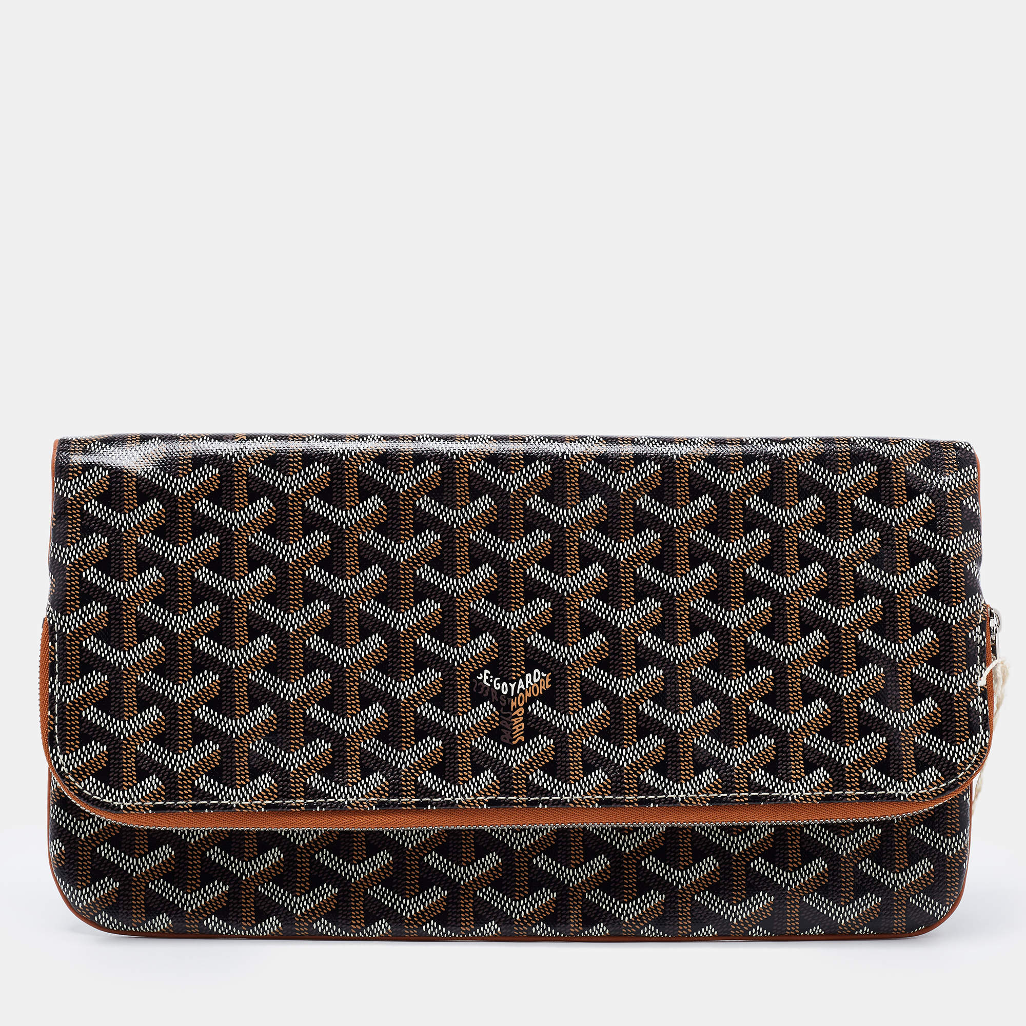 Pre Owned Goyard Brown Goyardine Coated Canvas Sainte Marie Clutch