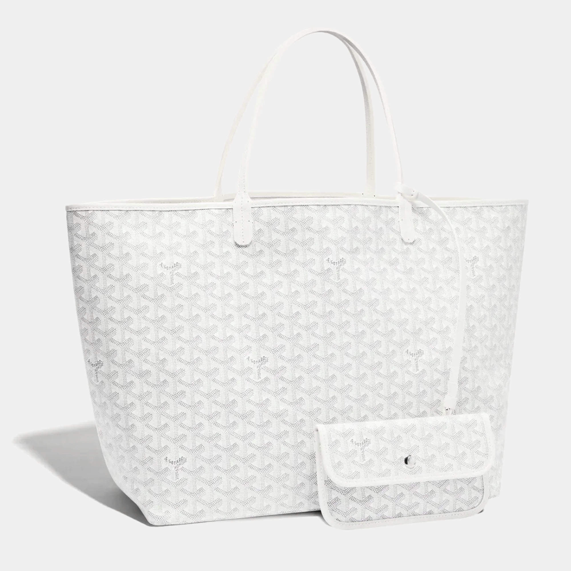 Pre Owned Goyard White Goyardine Coated Canvas and Leather Saint Louis GM Tote