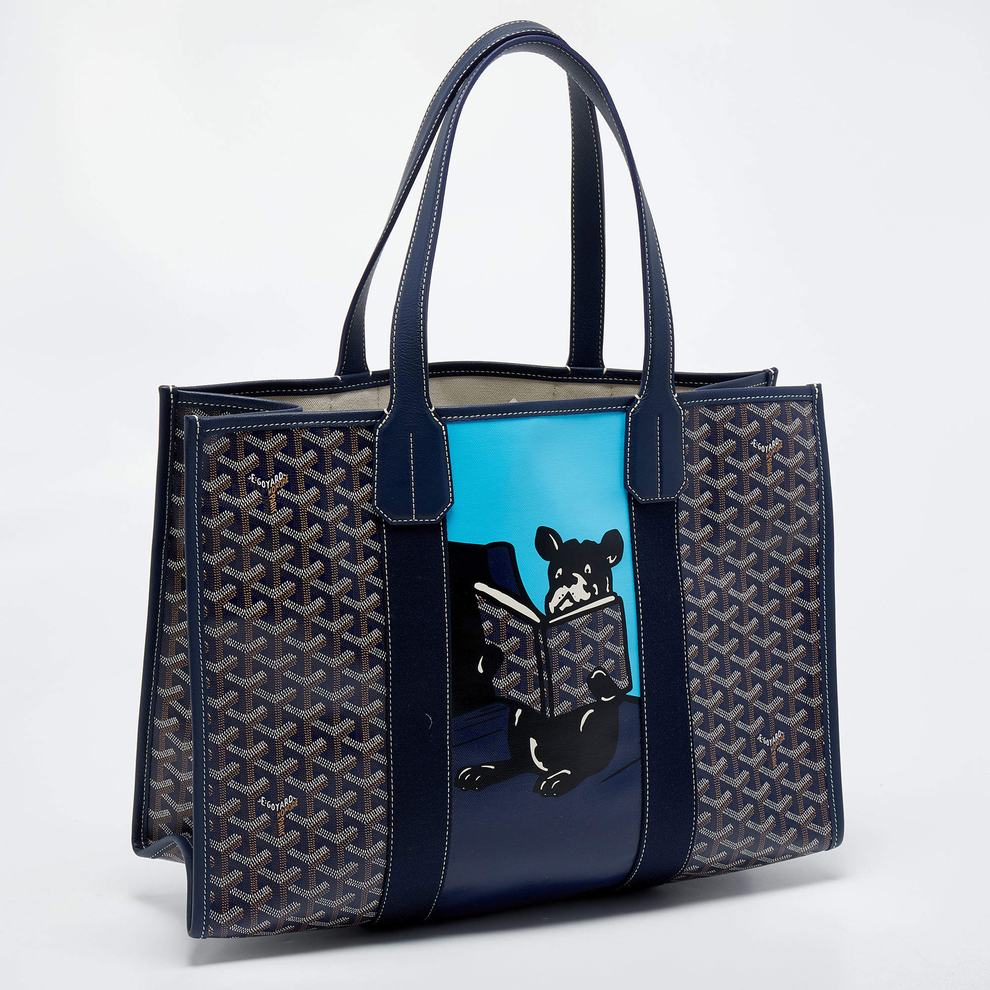 Goyard Villette Tote Bag MM Navy Blue in Coated Canvas/Leather - US