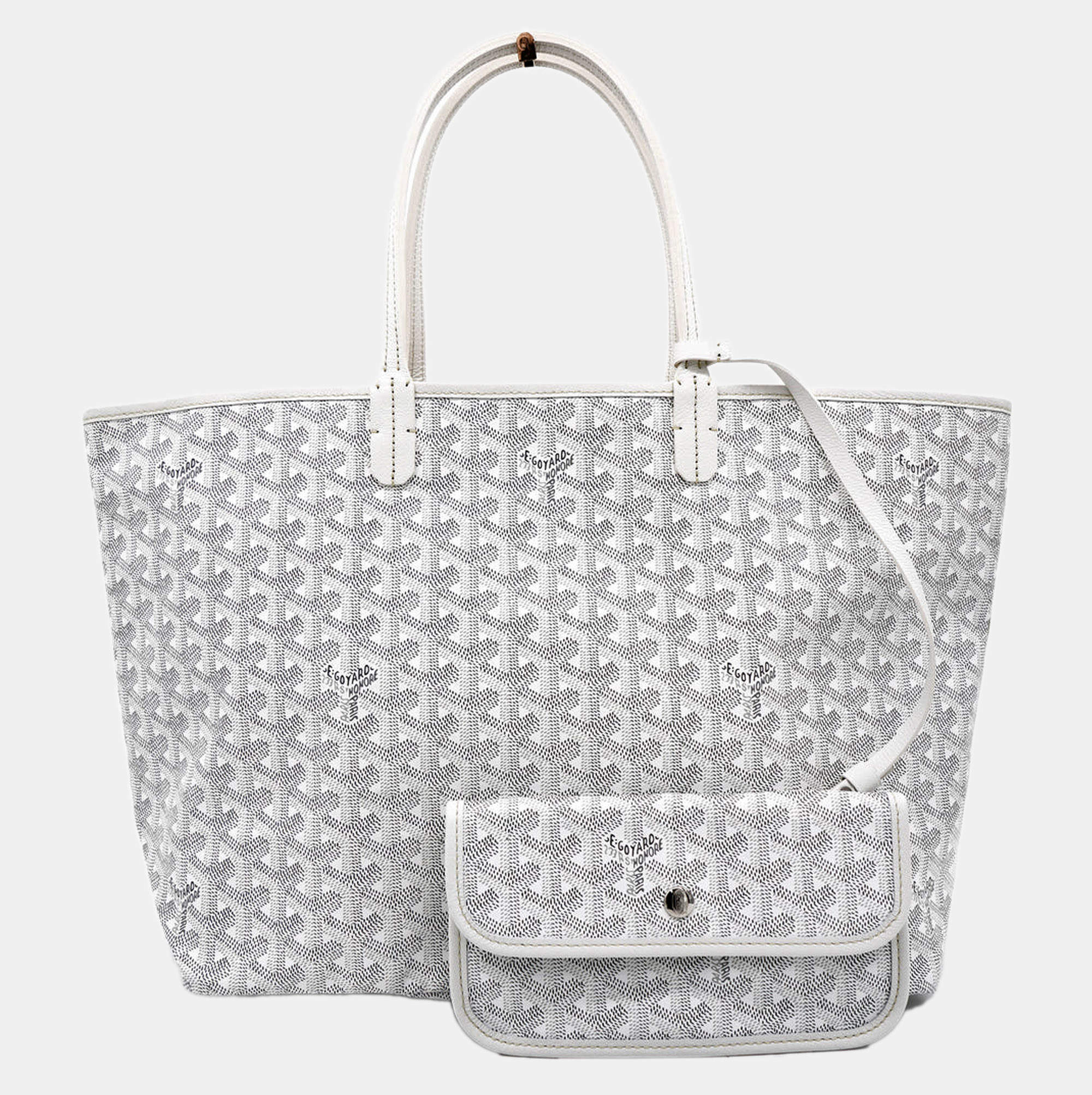 Pre Owned Goyard White Goyardine Coated Canvas and Leather Saint Louis PM Tote