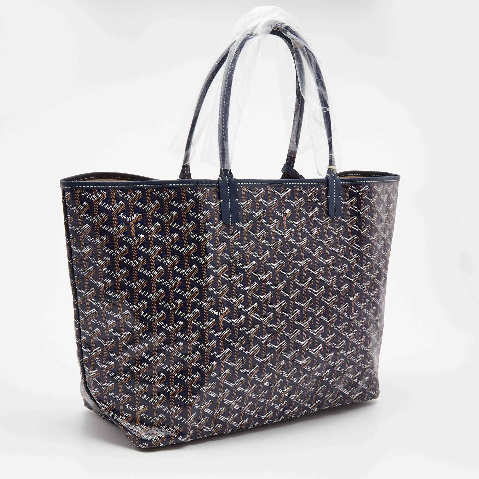 Goyard Navy Blue Goyardine Coated Canvas and Leather Saint Louis PM Tote  Goyard