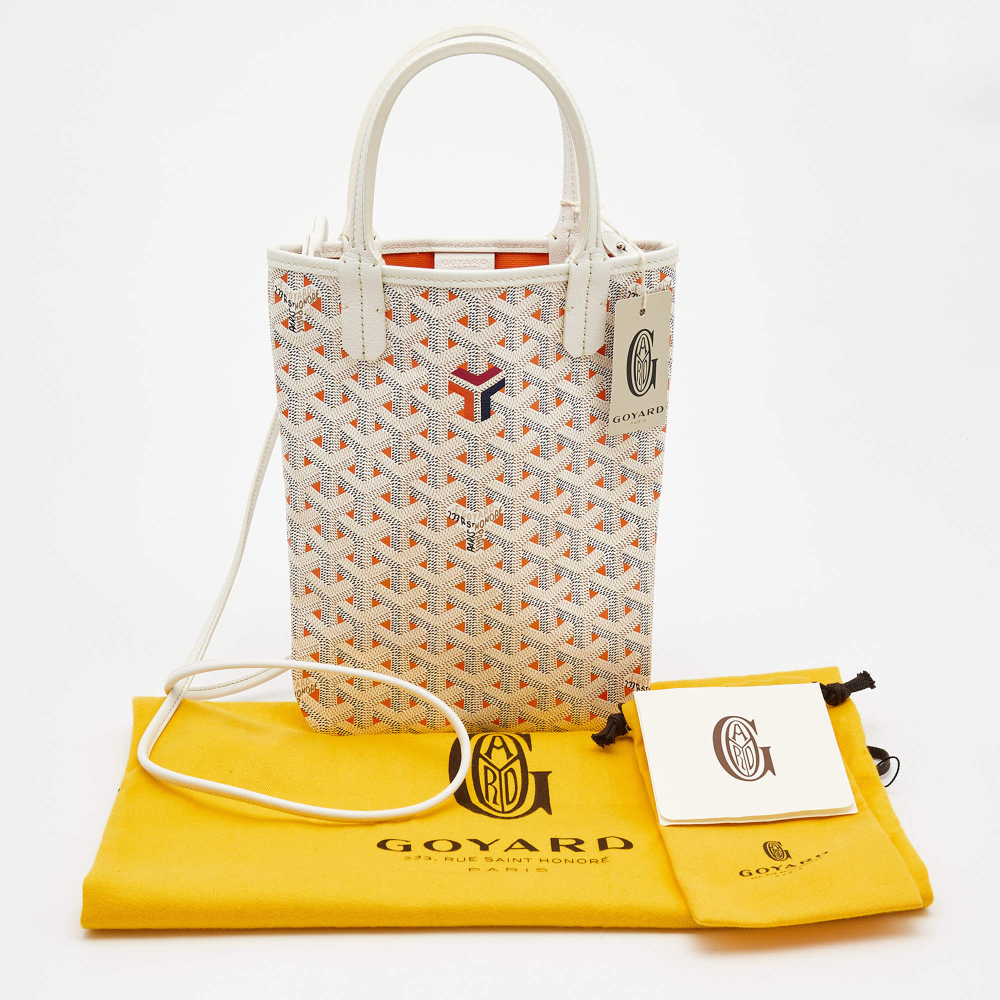 Goyard Womens Small Poitiers Claire-Voie Tote Crossbody Handbag White  Yellow