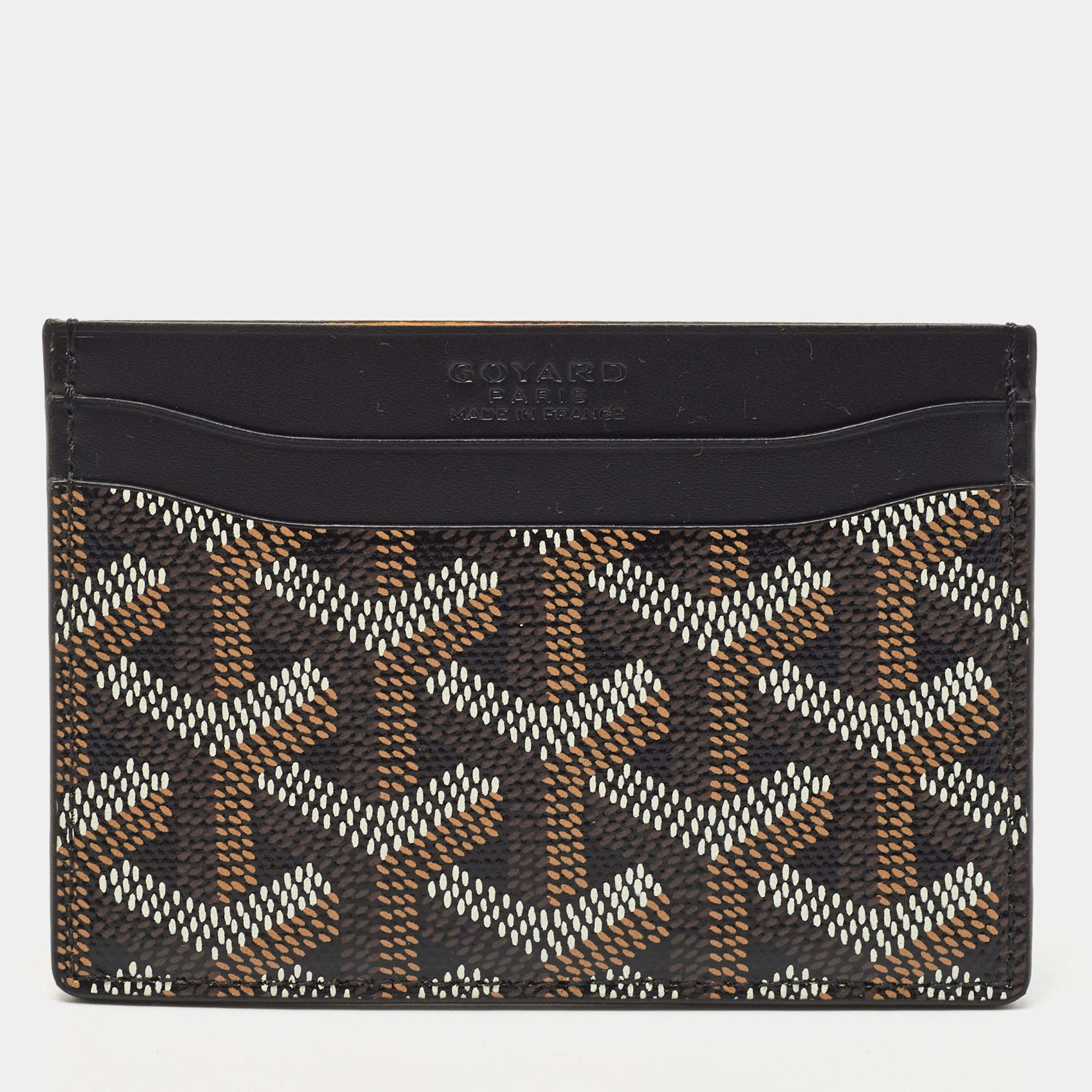 Pre Owned Goyard Black Goyardine Coated Canvas and Leather Saint Sulpice Card Holder