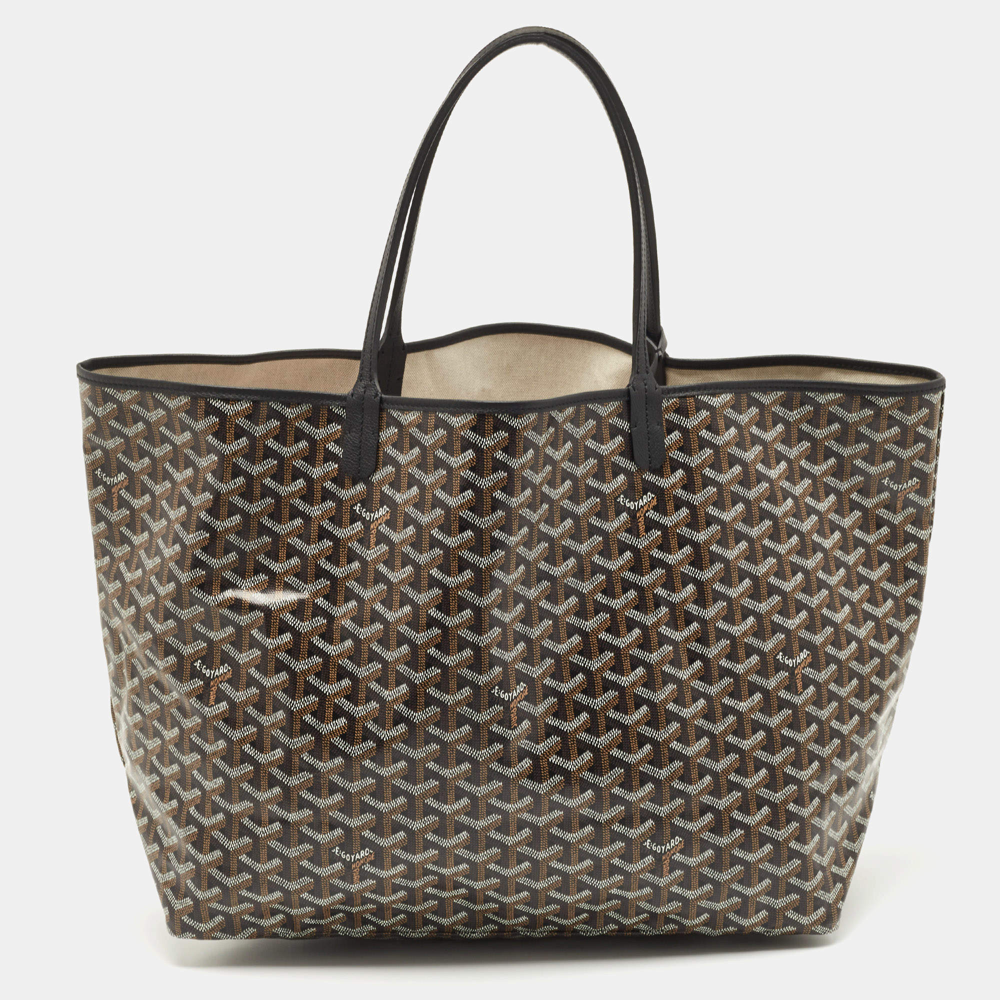 Pre Owned Goyard Black Goyardine Coated Canvas and Leather Saint Louis GM Tote