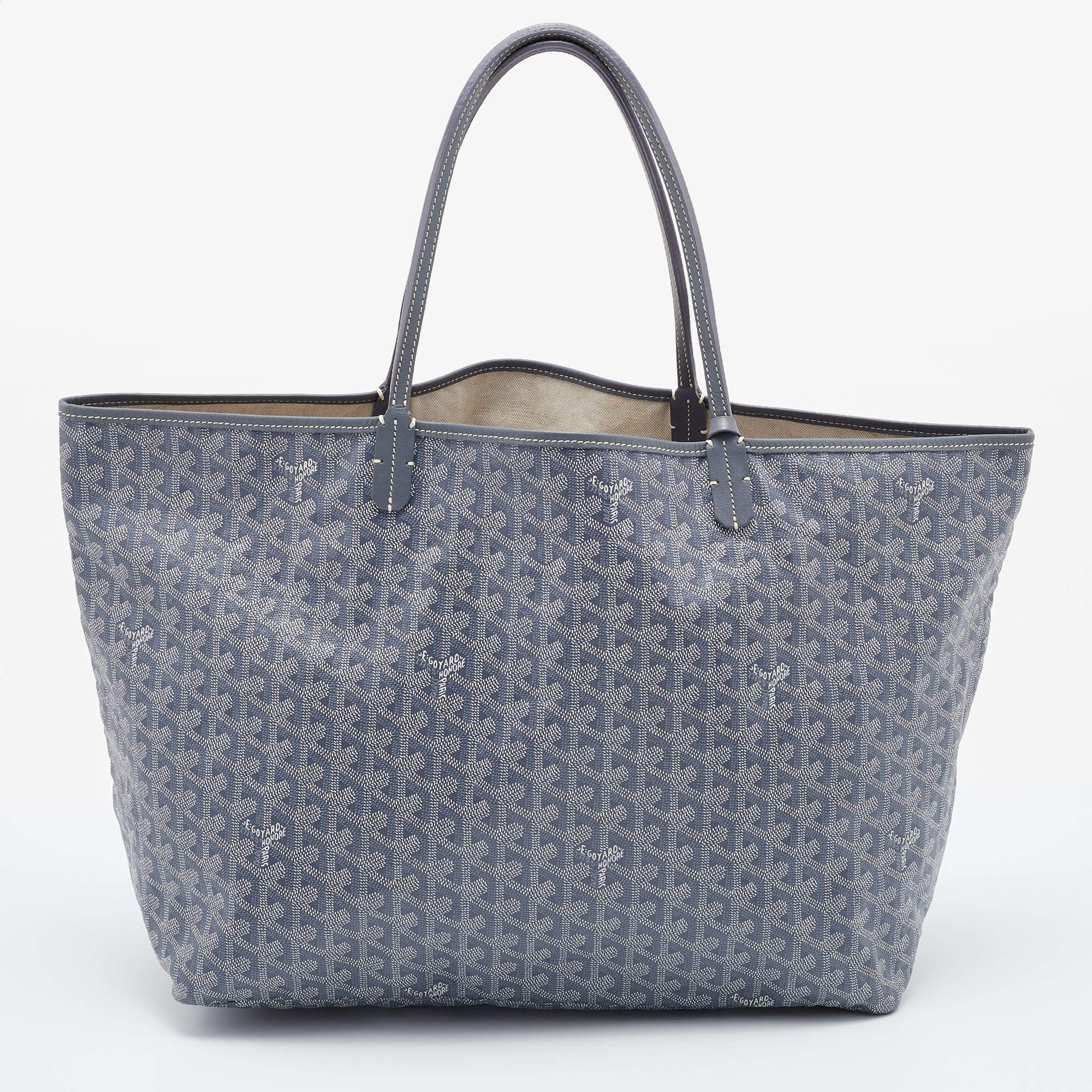 goyard rouette handbag grey canvas grey leather, with dust cover