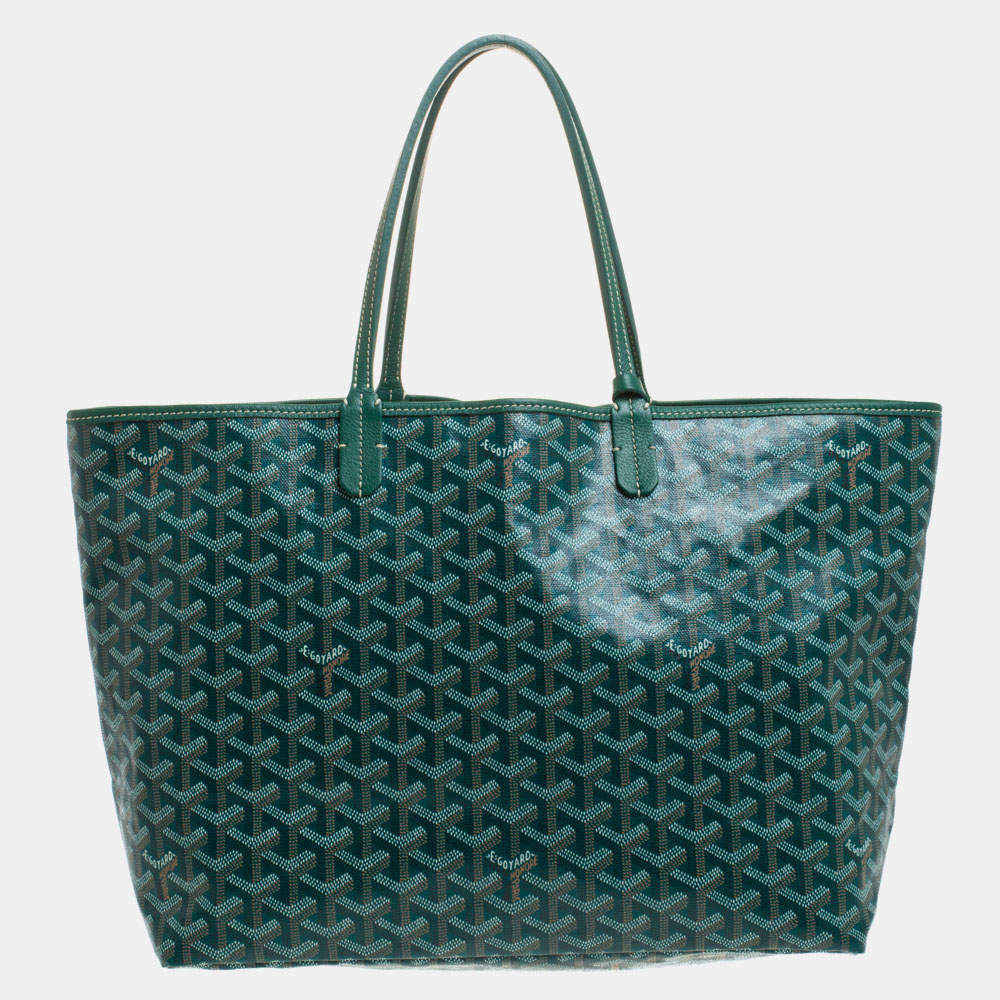 Pre Owned Goyard Green Goyardine Coated Canvas and Leather Saint Louis PM Tote