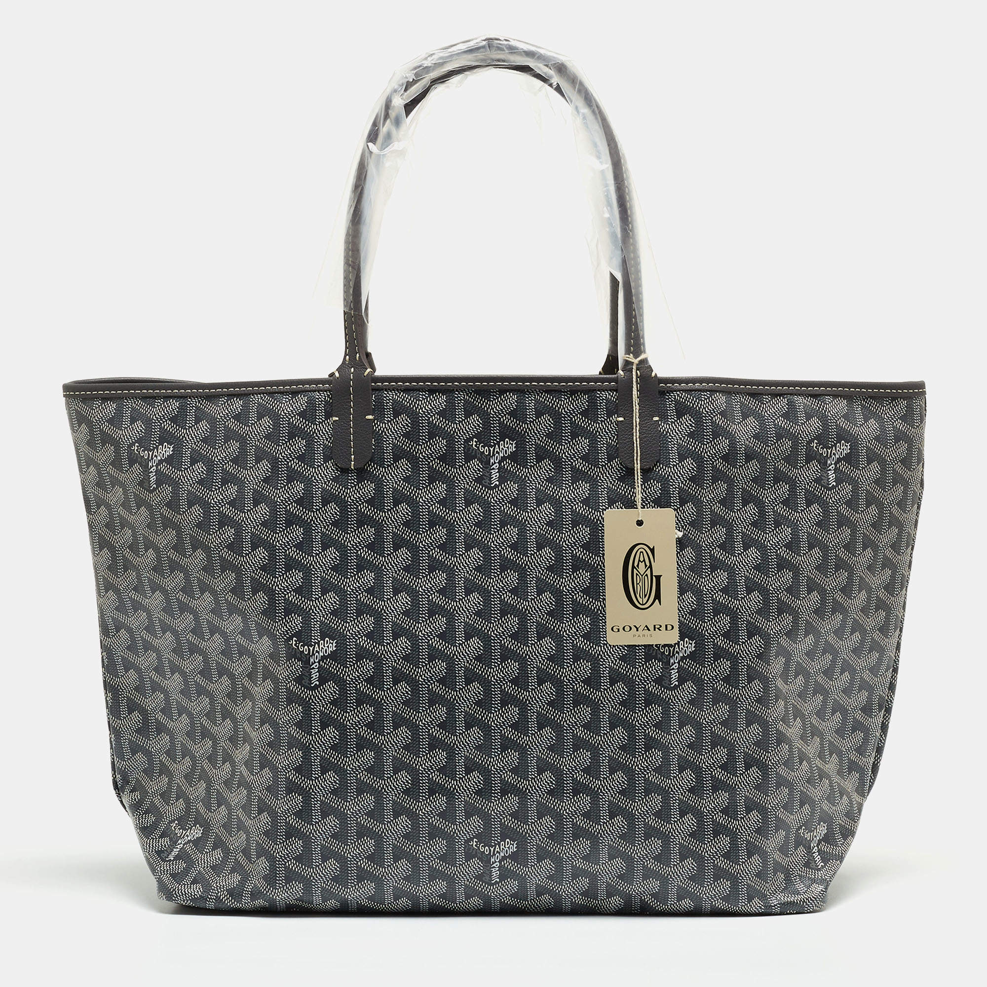 Pre Owned Goyard Grey Goyardine Coated Canvas and Leather Saint Louis PM Tote