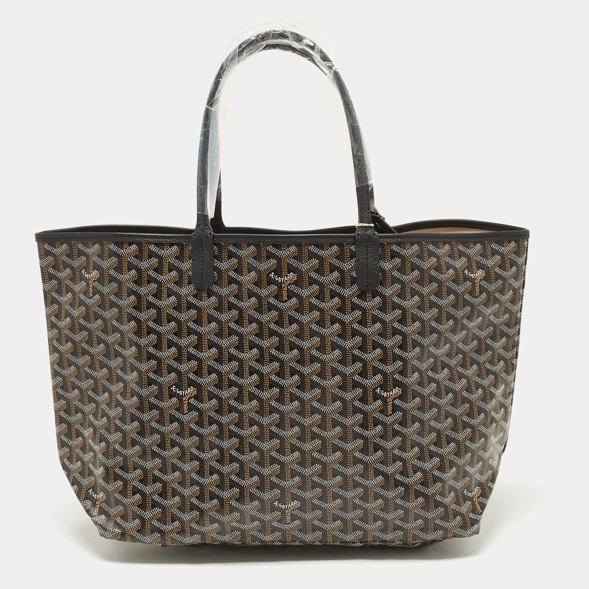 Pre Owned Goyard Black Goyardine Coated Canvas and Leather Saint Louis PM Tote