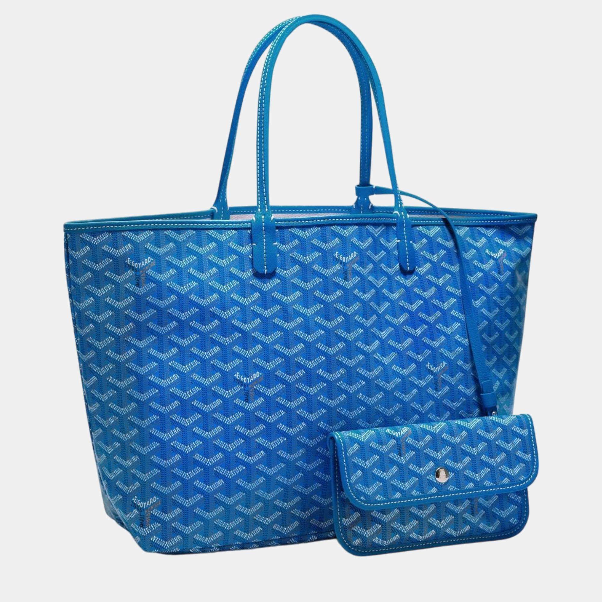 Goyard Sky Blue Goyardine Coated Canvas and Leather Saint Louis PM Tote