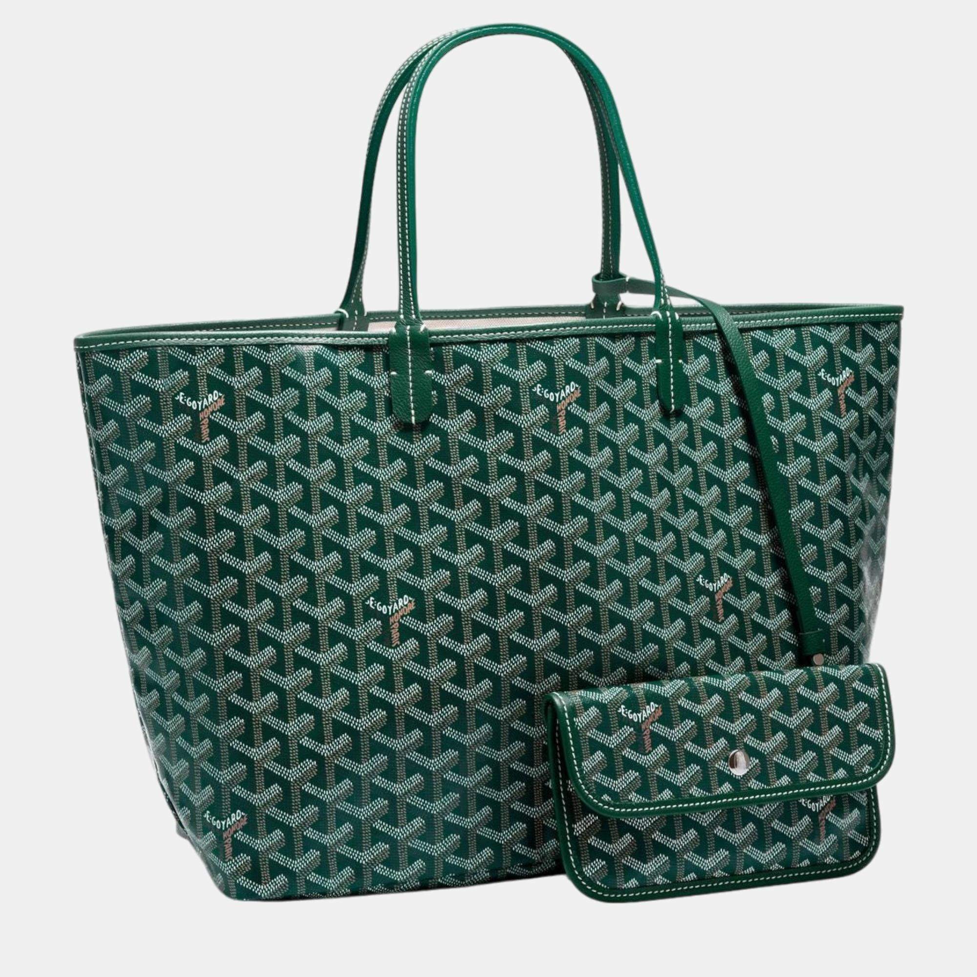 Goyard Green Goyardine Coated Canvas and Leather Saint Louis PM Tote