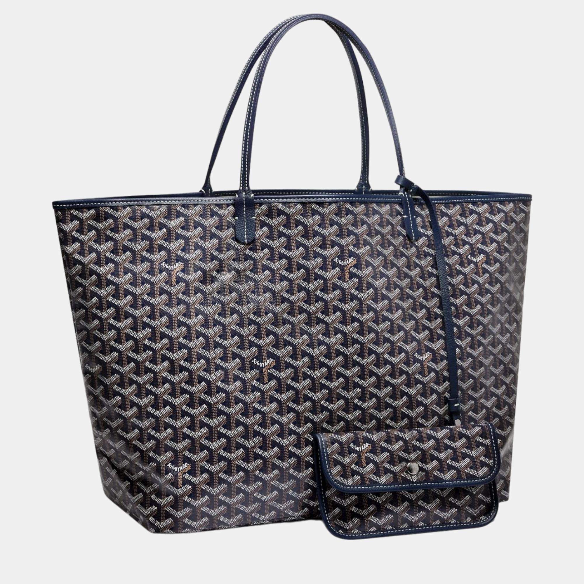 Goyard Navy Blue Goyardine Coated Canvas and Leather Saint Louis GM Tote