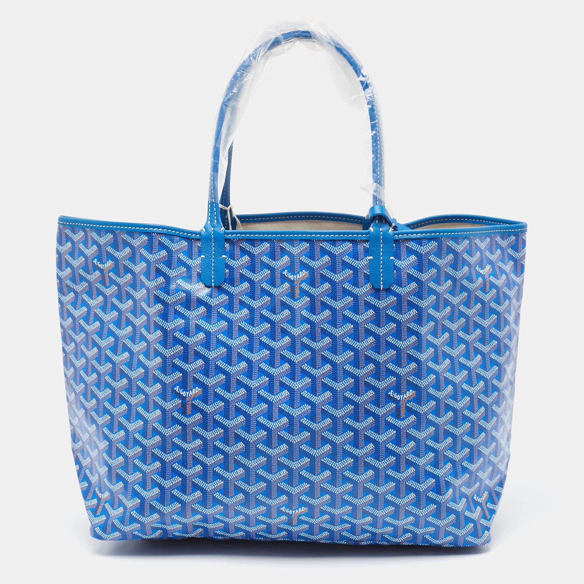Pre Owned Goyard Blue Goyardine Coated Canvas and Leather Saint Louis PM Tote