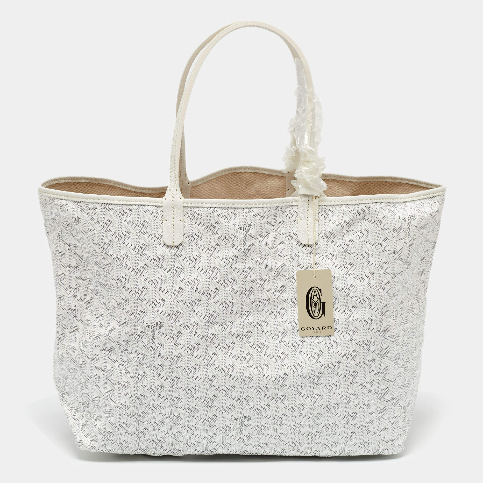 Pre Owned Goyard White Goyardine Canvas and Leather Saint Louis PM Tote