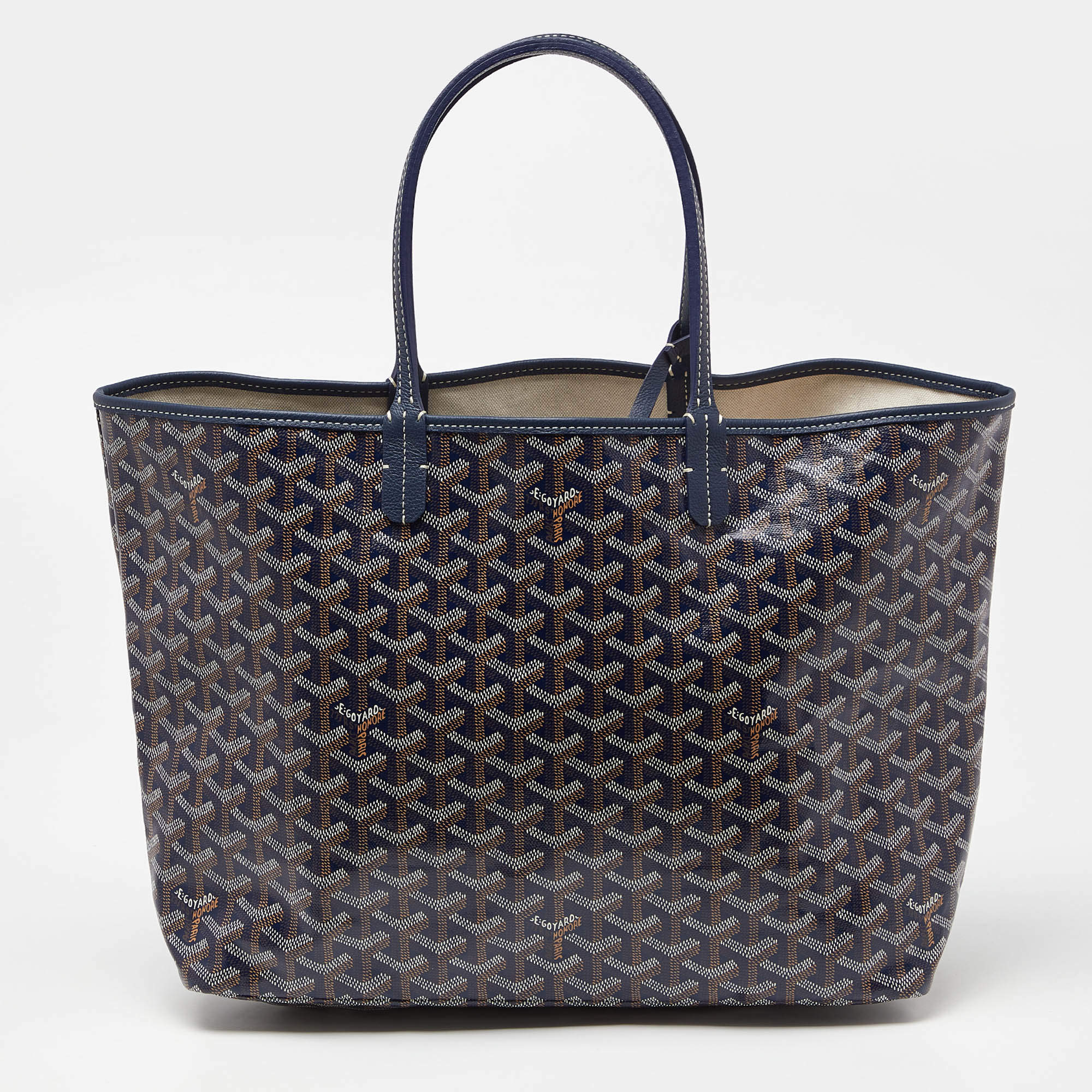 Goyard Blue Goyardine Coated Canvas and Leather Saint Louis PM Tote