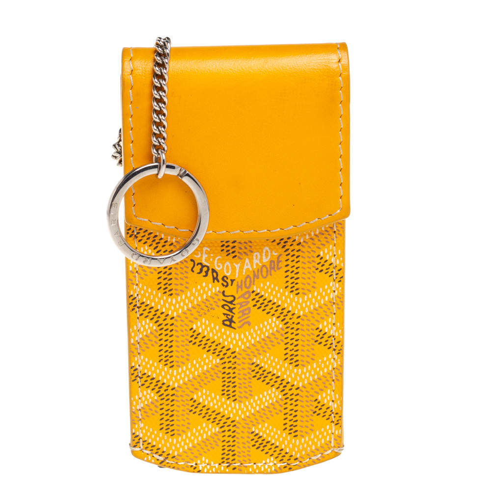 Goyard Mustard Yellow Coated Canvas And Leather Portier GM Key Pouch