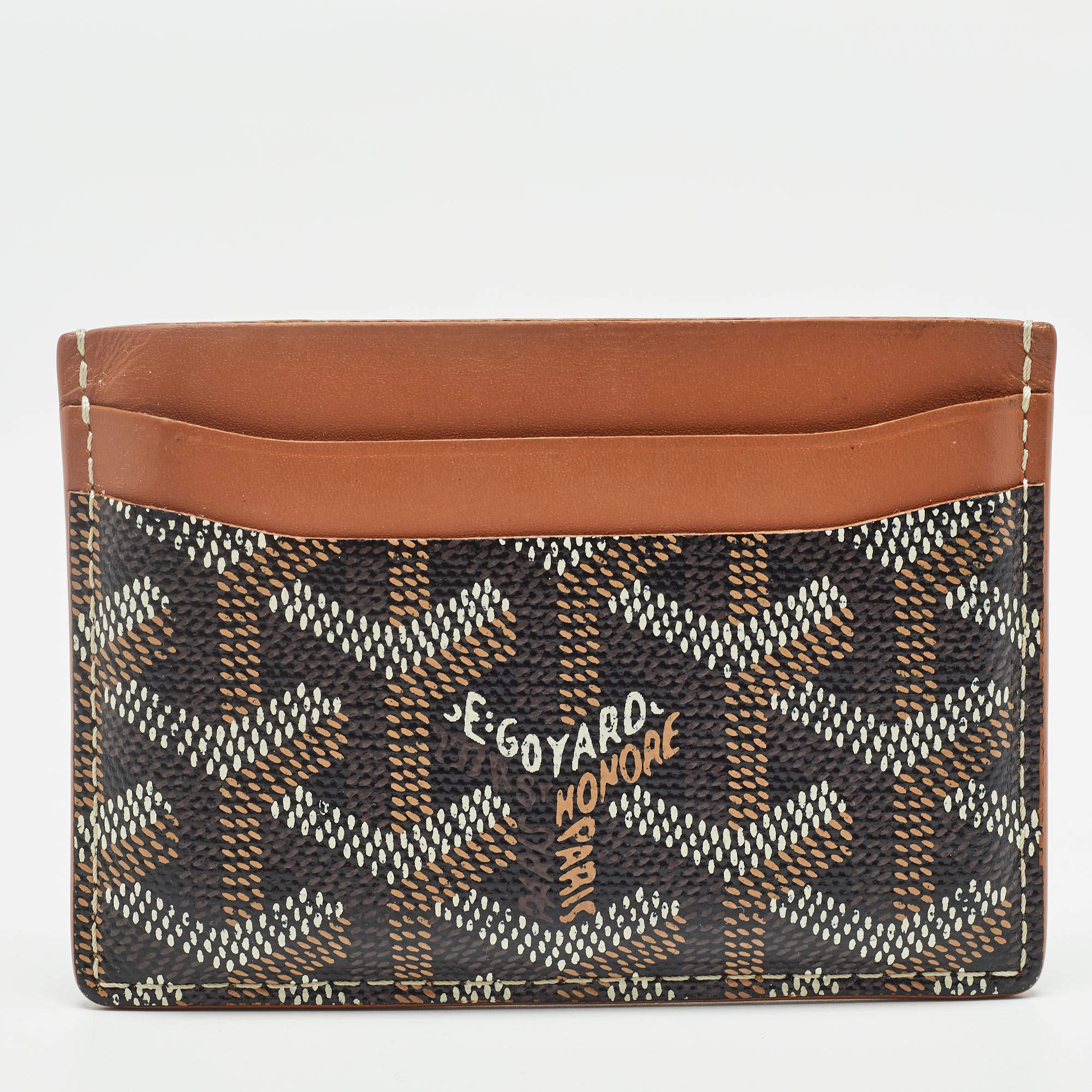 Goyard Brown Goyardine Coated Canvas and Leather Saint Sulpice Card Holder