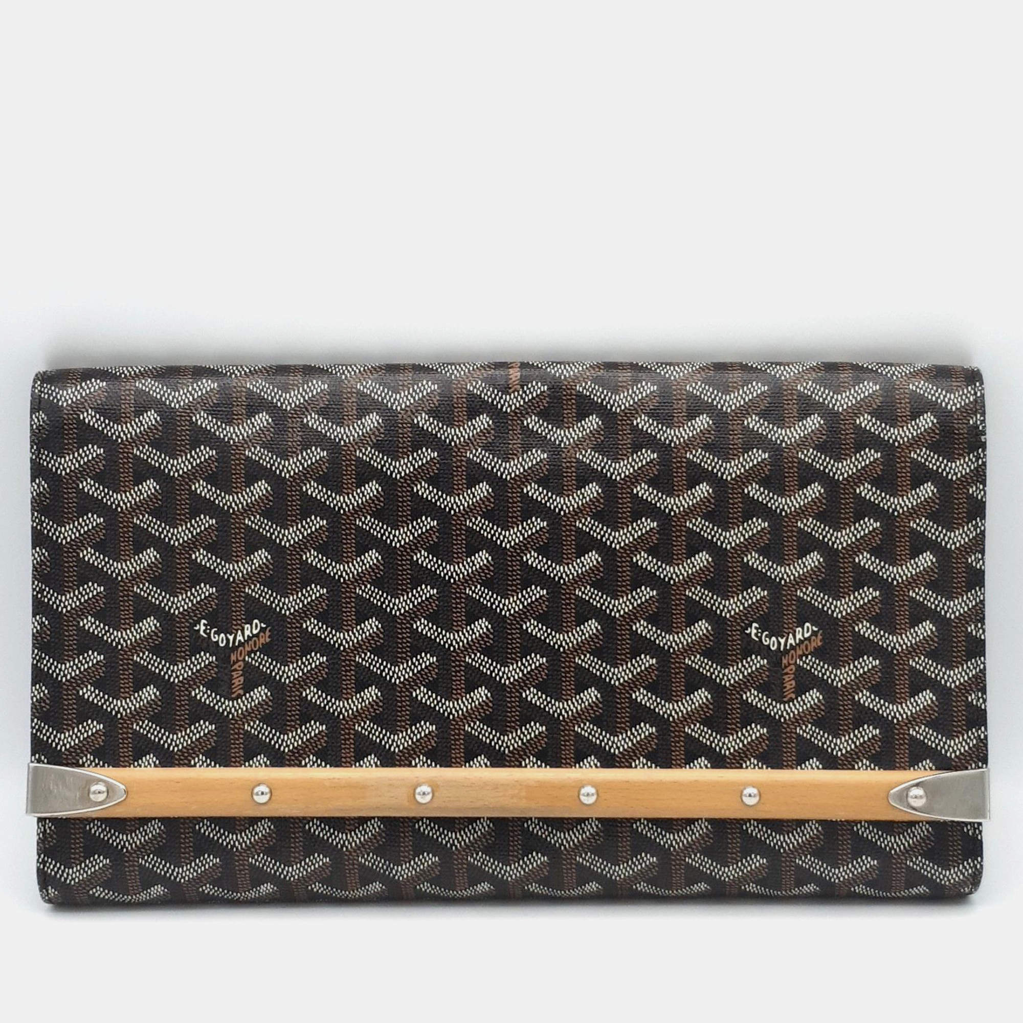 Goyard Black Canvas Monte Carlo Bois Clutch