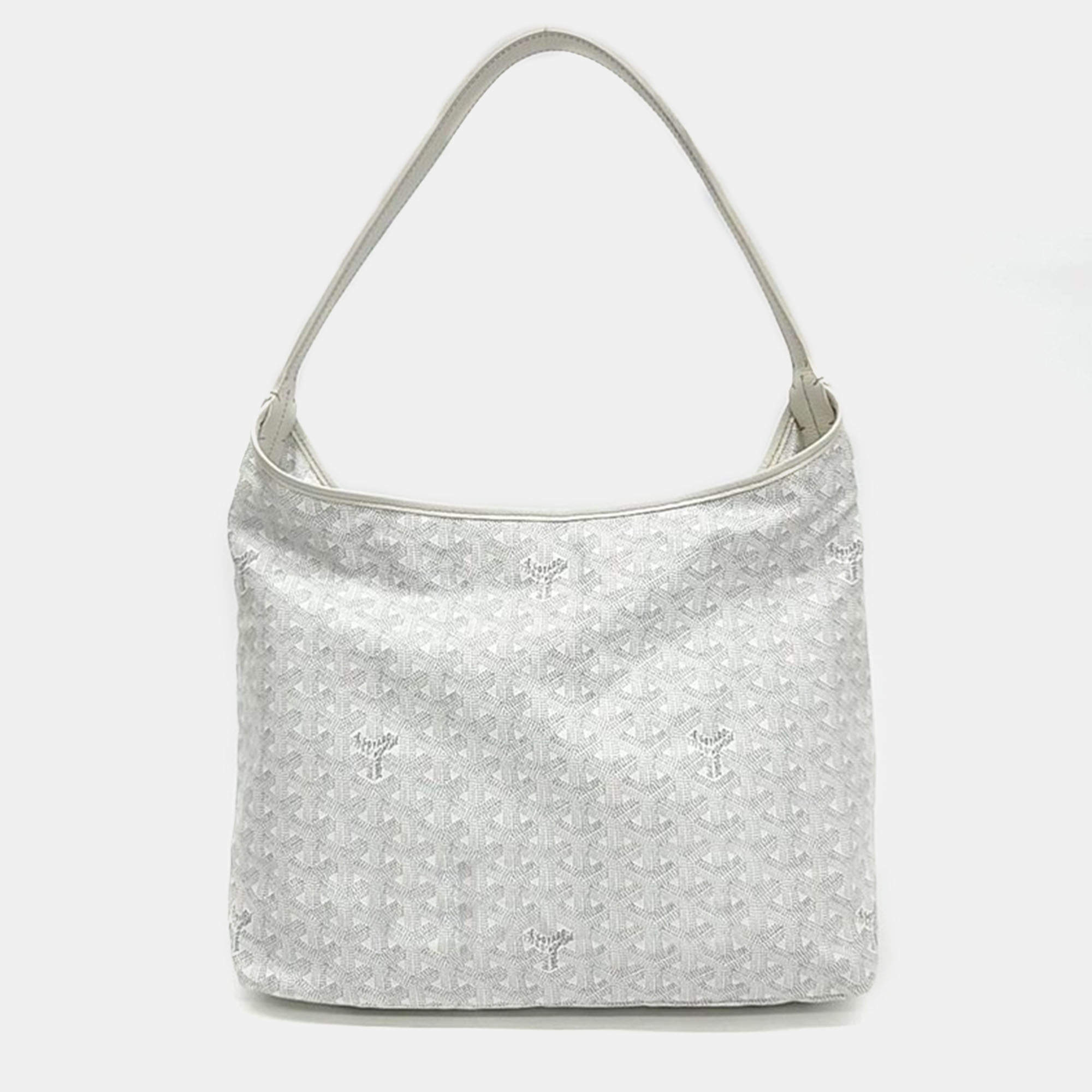 Goyard White Canvas Goyardine Boheme PM Hobo Bag