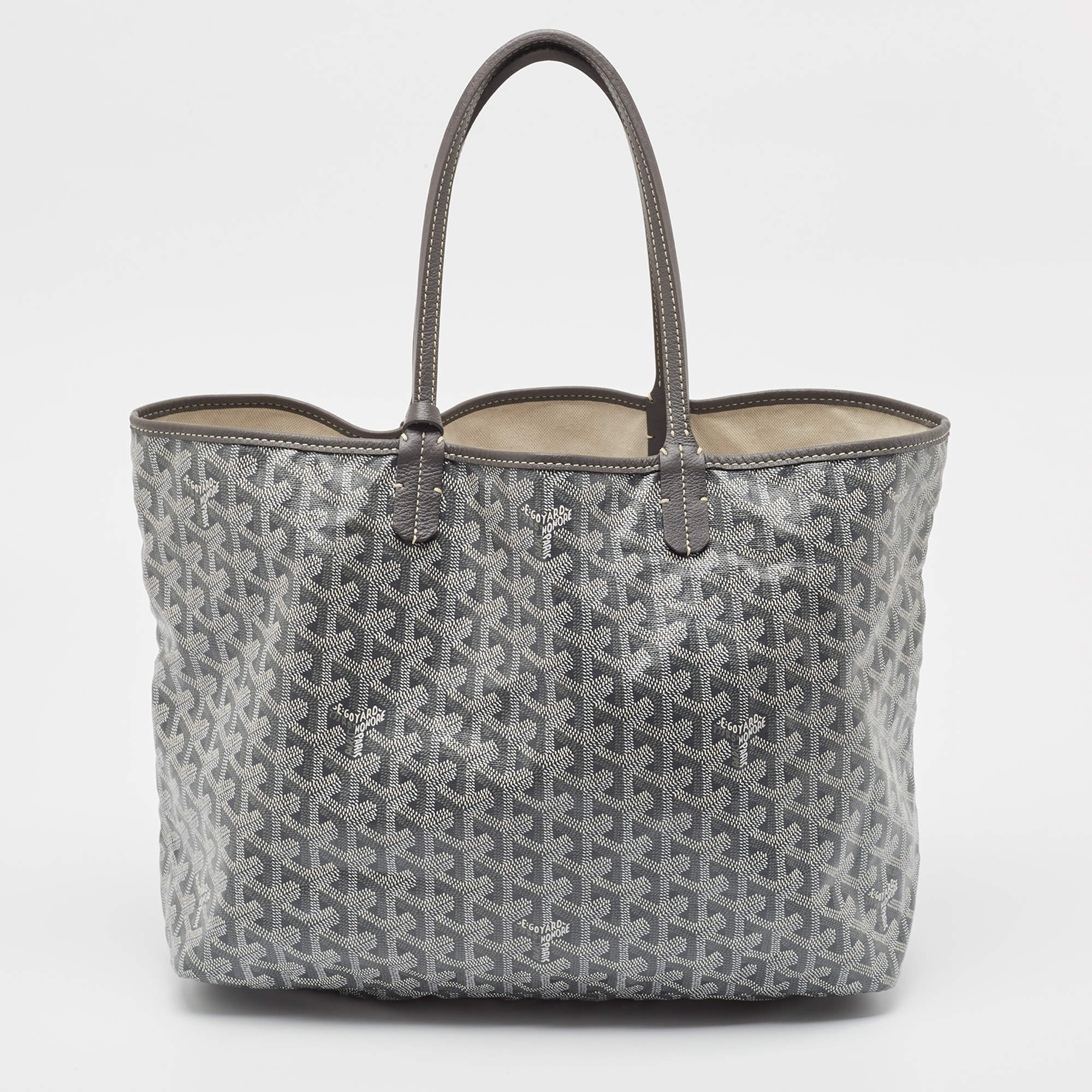 Pre Owned Goyard Grey Goyardine Coated Canvas and Leather Saint Louis PM Tote