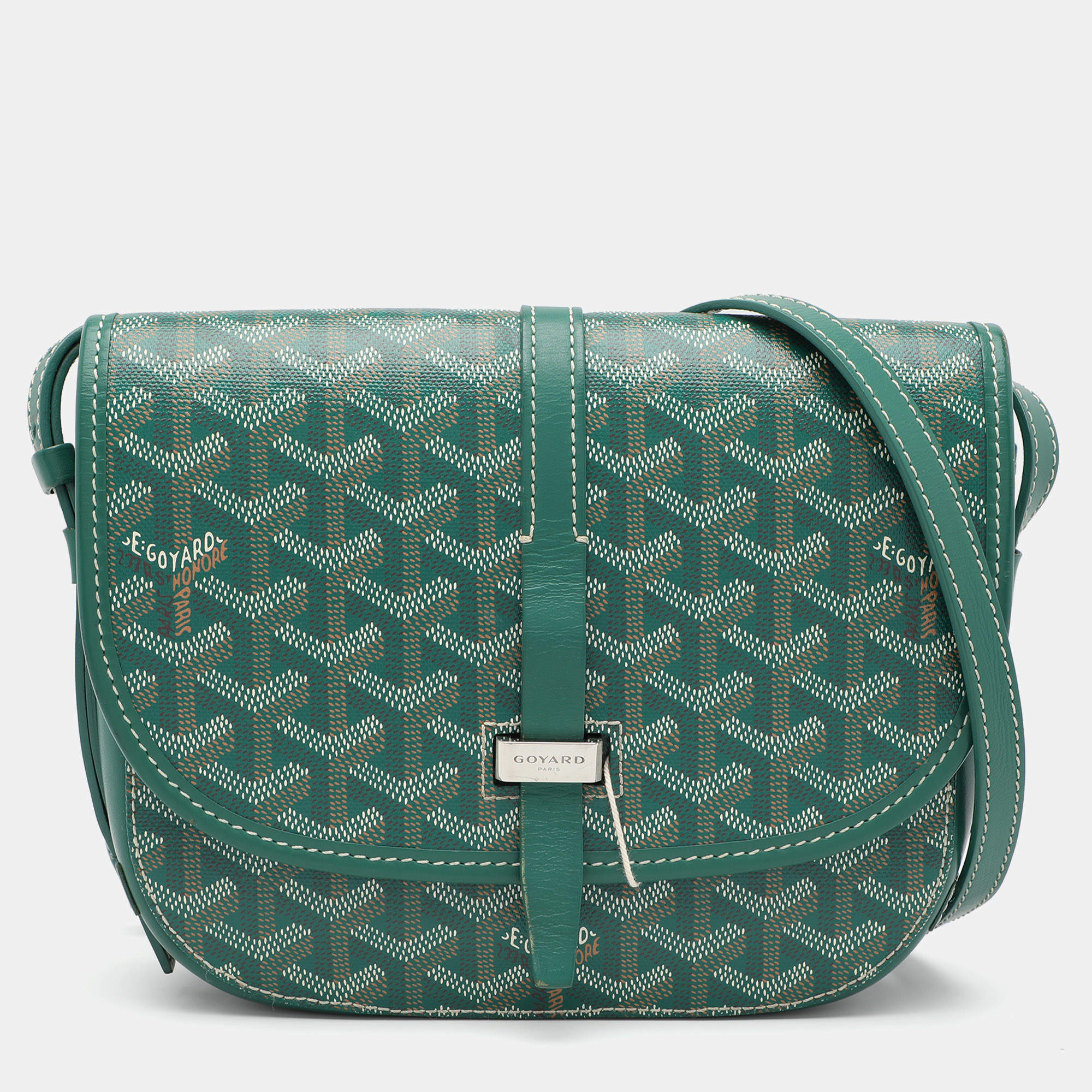 Goyard Green Goyardine Coated Canvas and Leather Belvedere II PM Saddle Bag