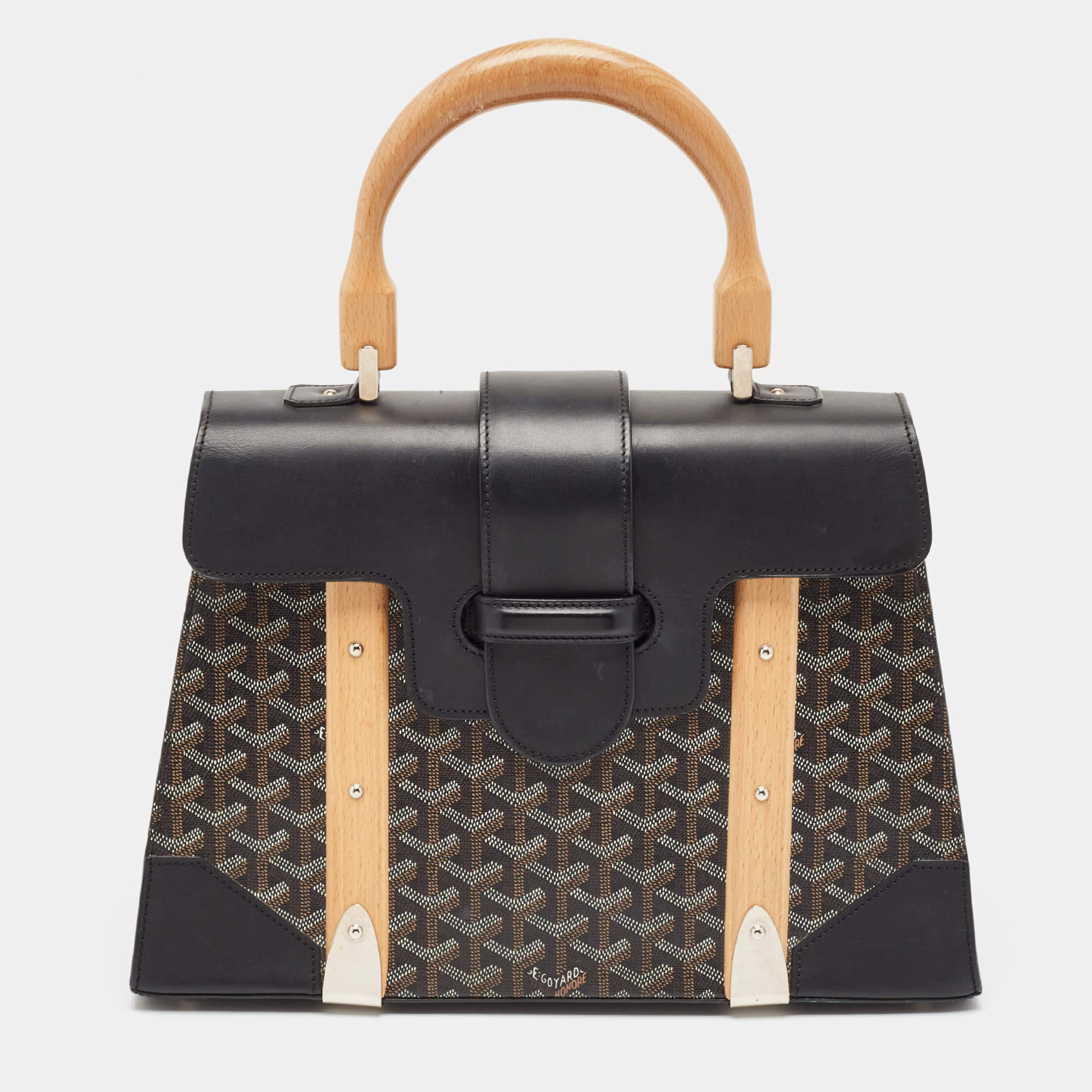 Goyard Black Goyardine Coated Canvas and Leather Saigon MM Top Handle Bag