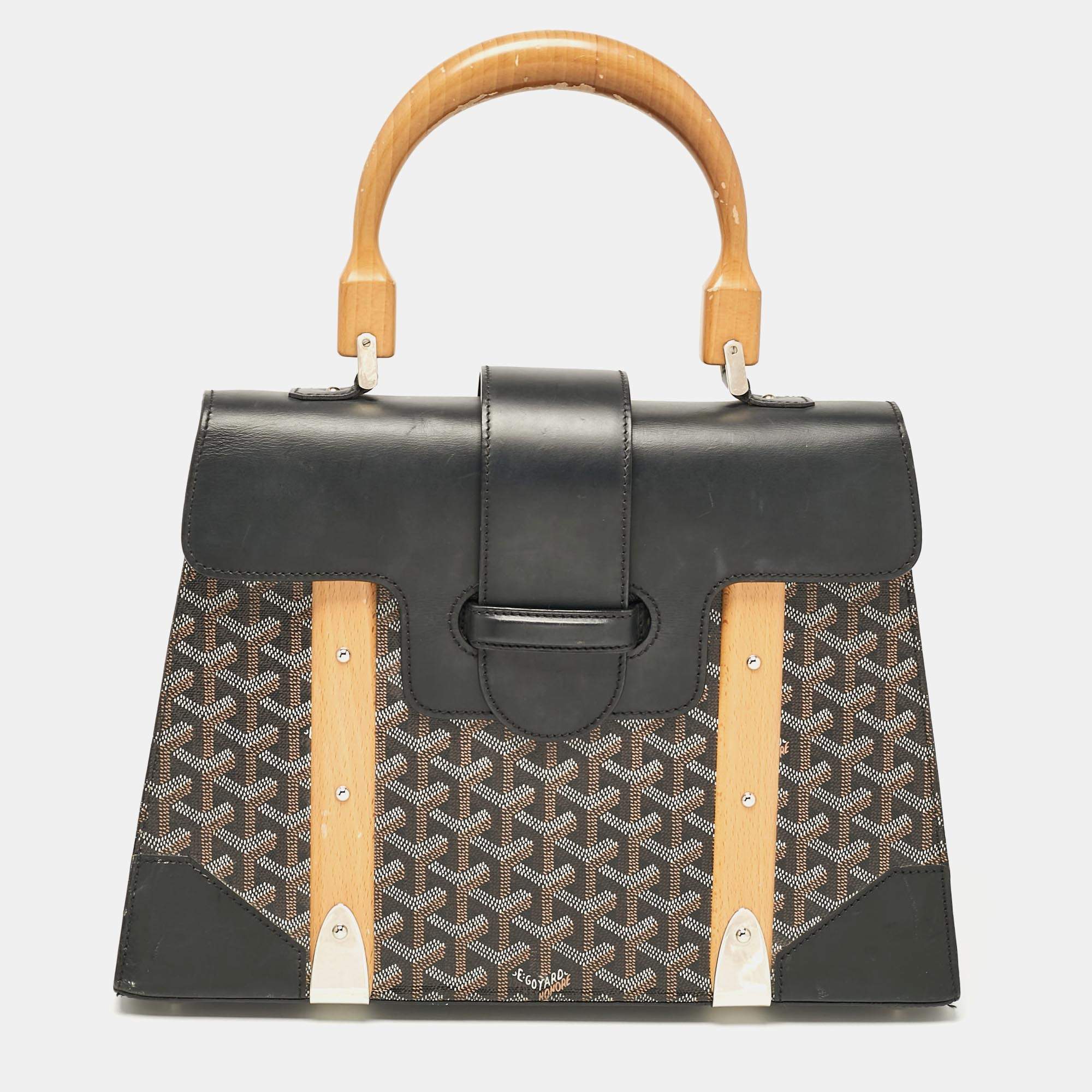 Goyard Black Goyardine Coated Canvas Saigon MM Top Handle Bag