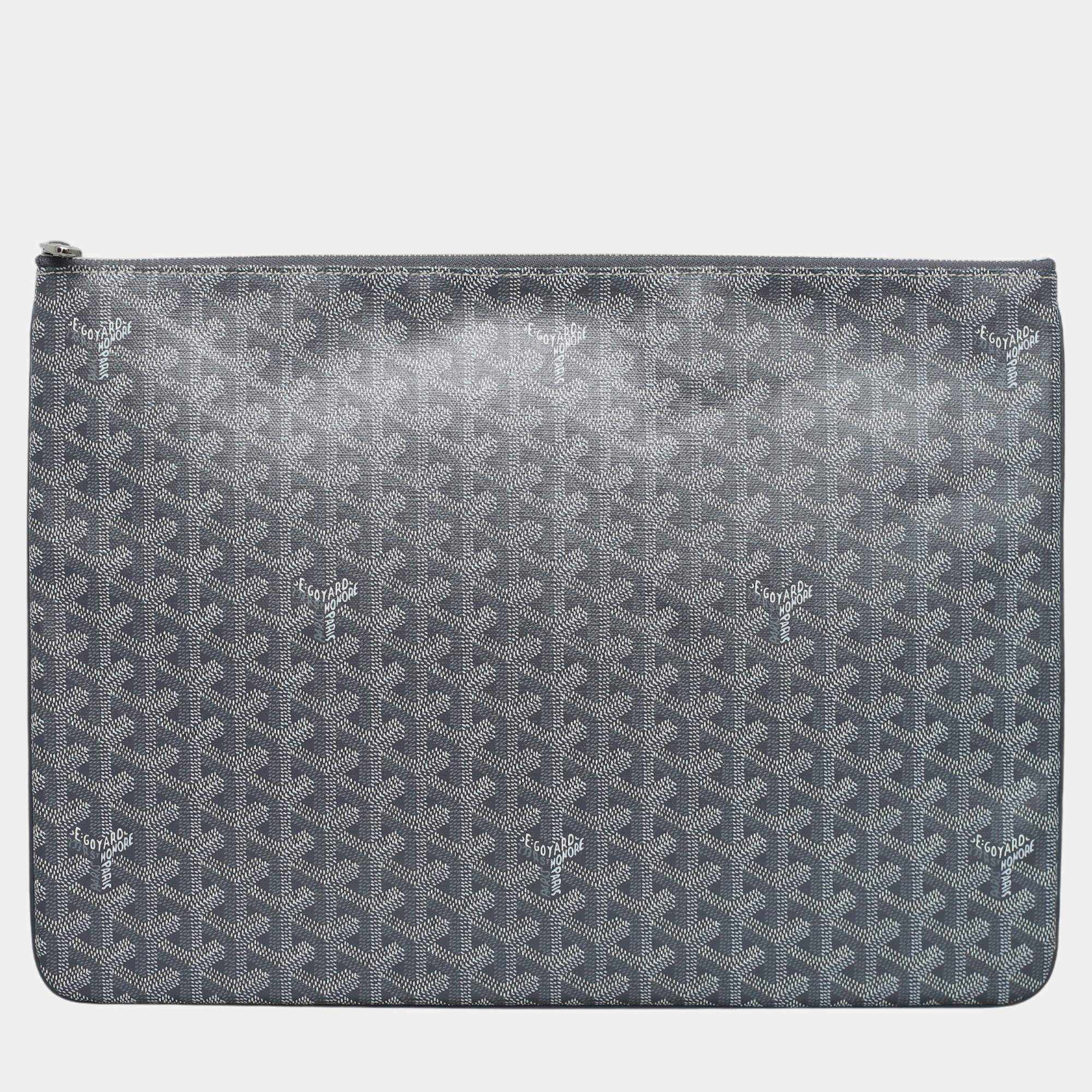 Goyard Grey Coated Canvas Senat GM Clutch Bag 