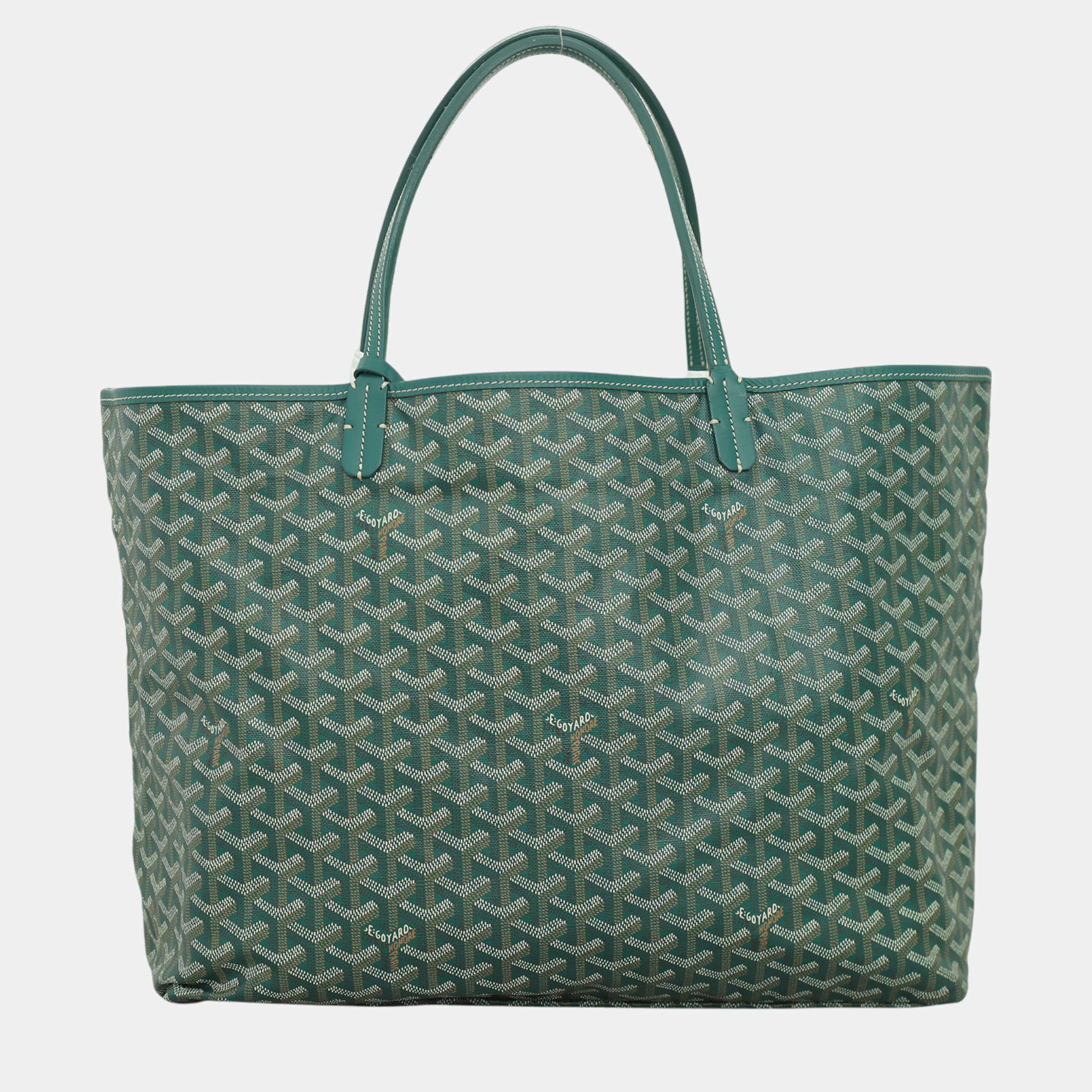 Pre Owned Goyard Green Canvas St. Louis GM Tote Bag 