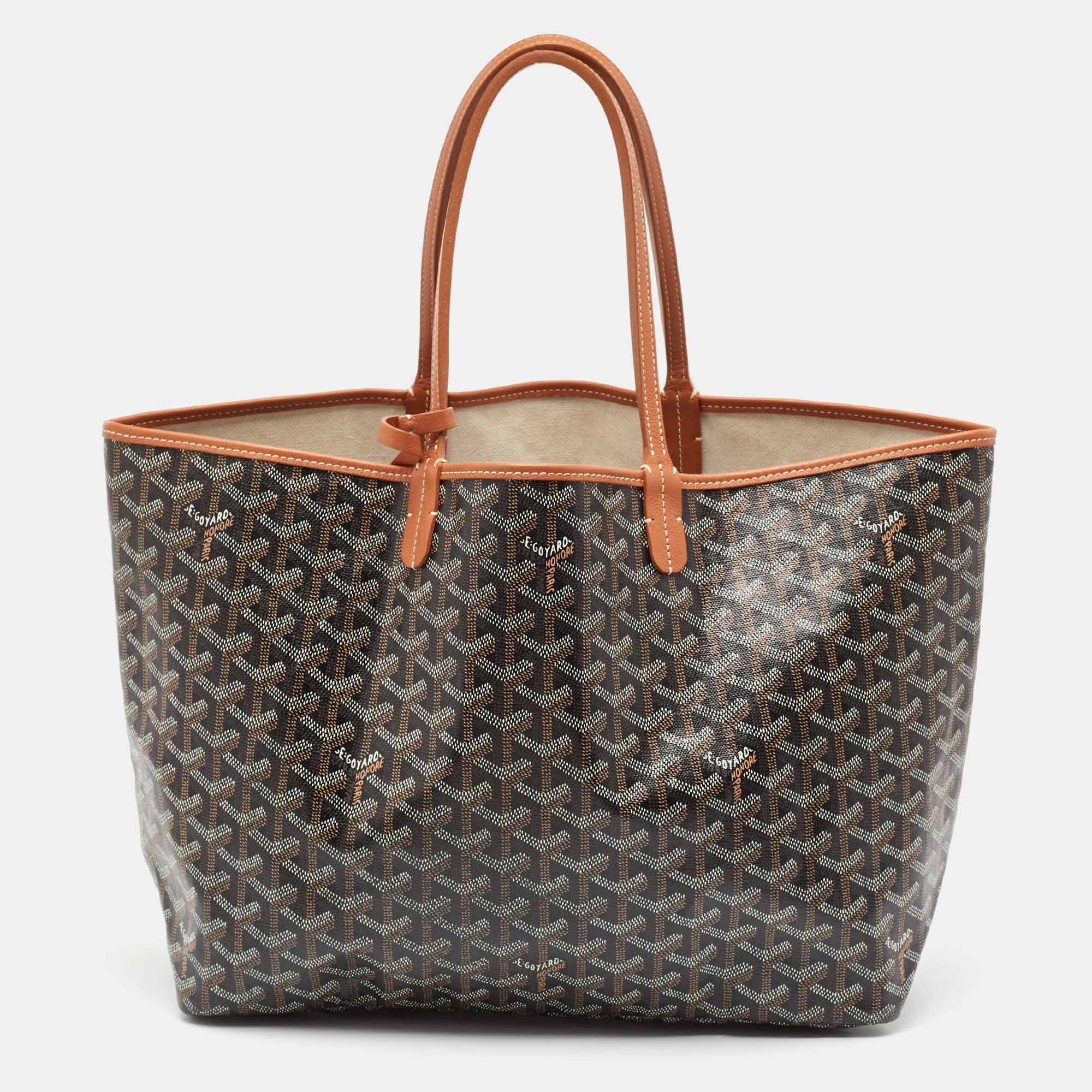 Pre Owned Goyard Brown Goyardine Coated Canvas Saint Louis PM Tote