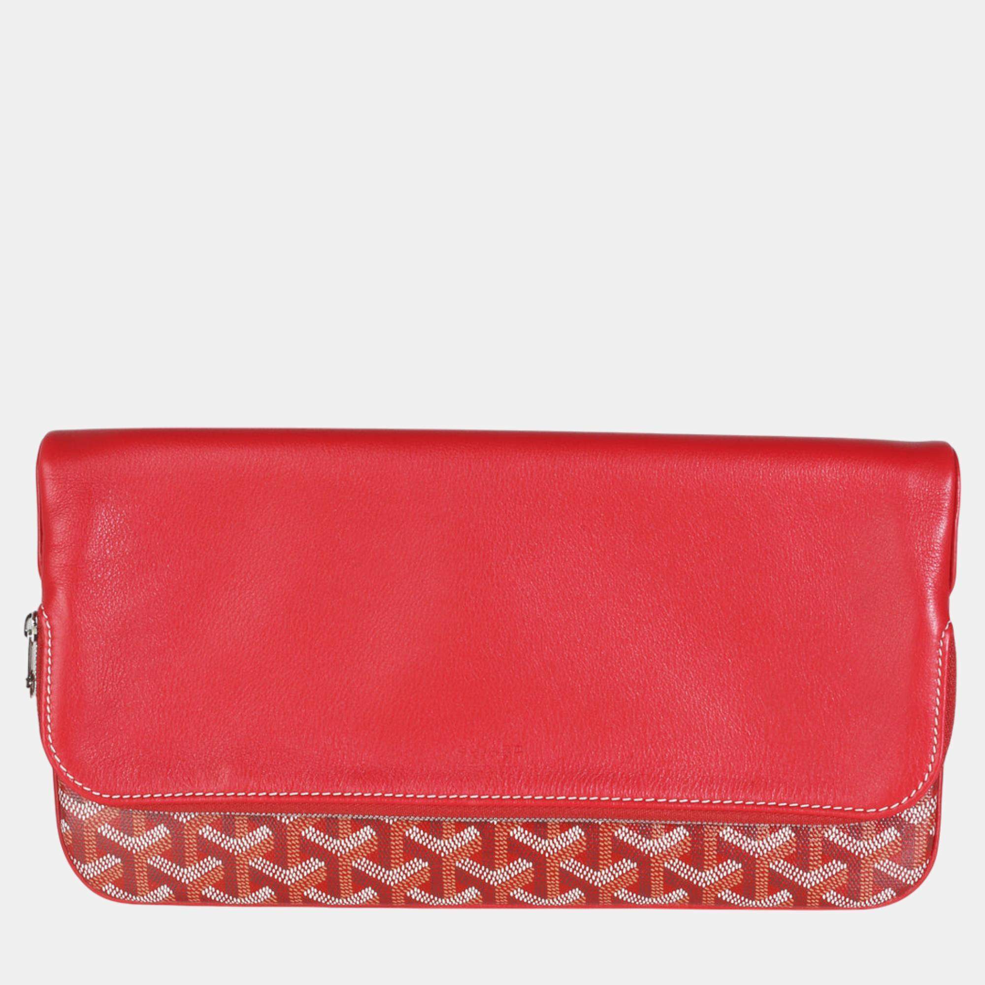 Goyard Red Goyardine Canvas Sainte Marie Clutch