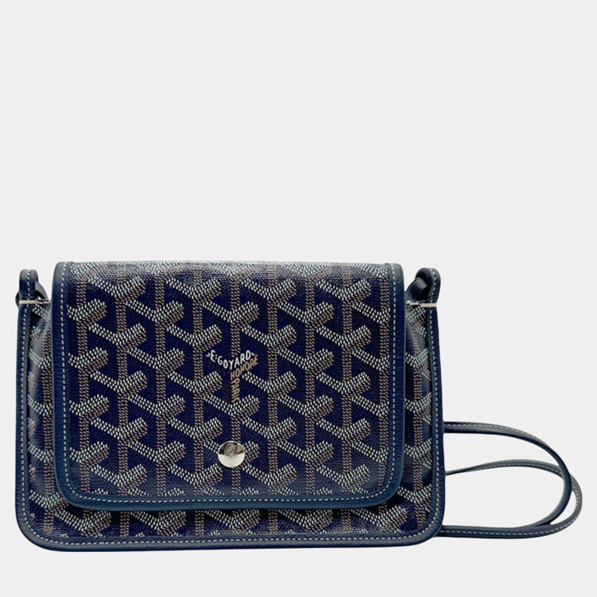 Goyard Leather Navy Brown White Shoulder Bag