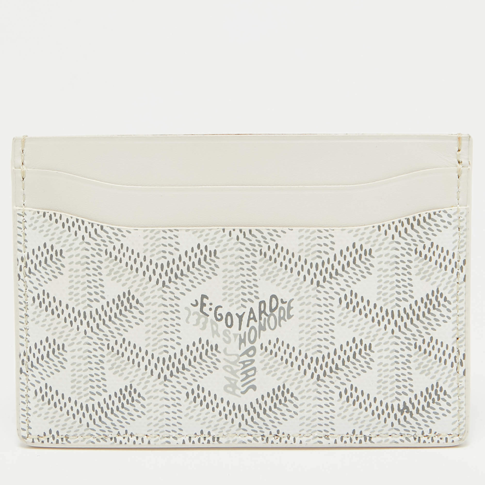 Goyard White Goyardine Coated Canvas and Leather Saint Sulpice Card Holder