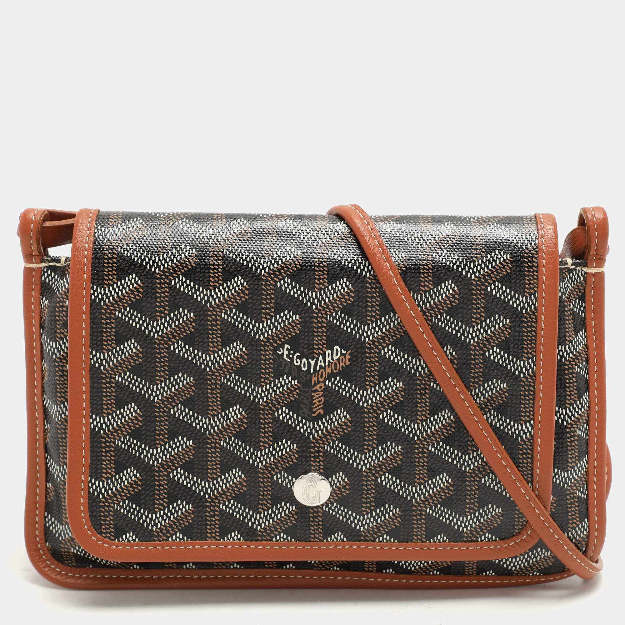 Pre Owned Goyard Brown Goyardine Coated Canvas Plumet Crossbody Bag