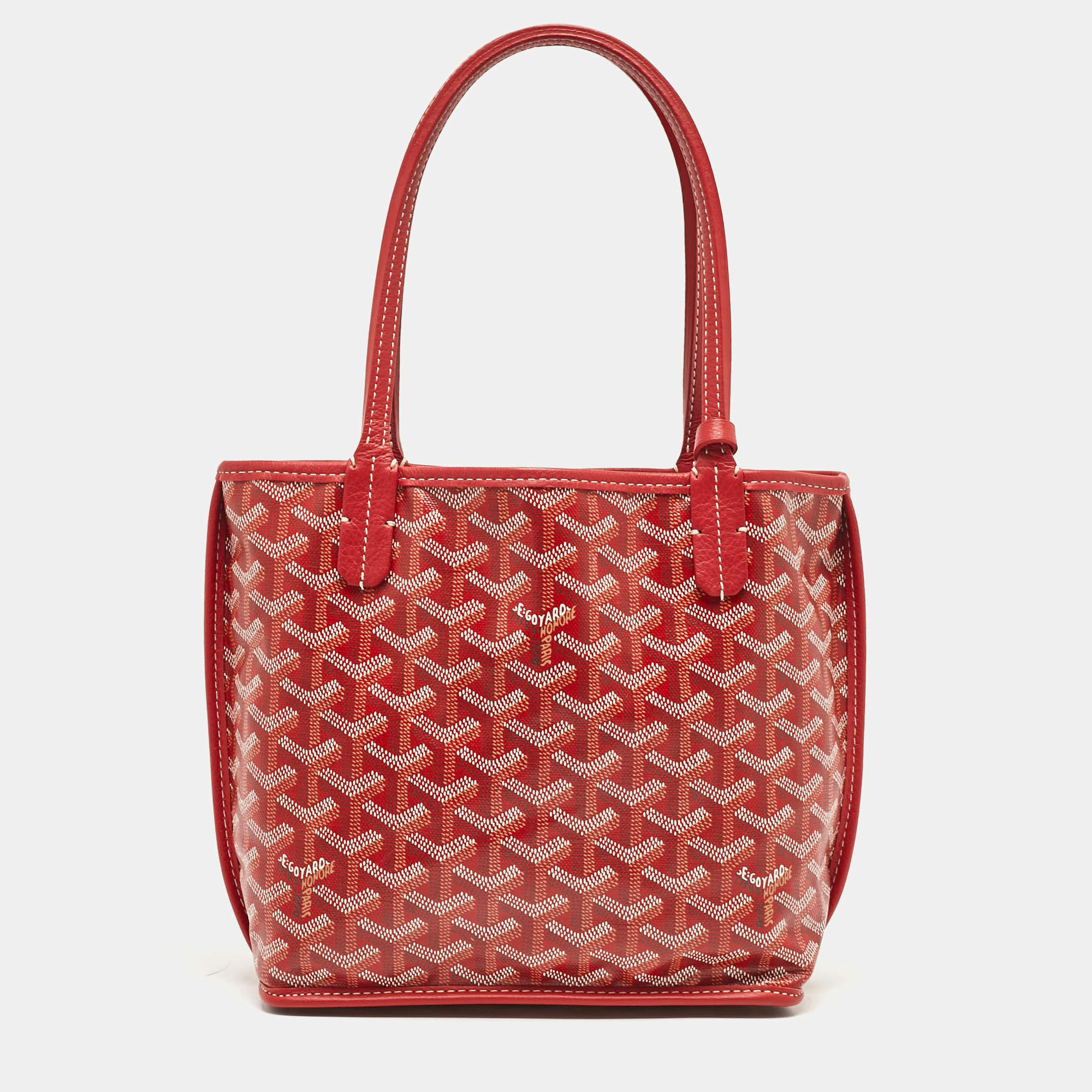 Goyard Red Goyardine Coated Canvas and Leather Anjou Mini Reversible Bag