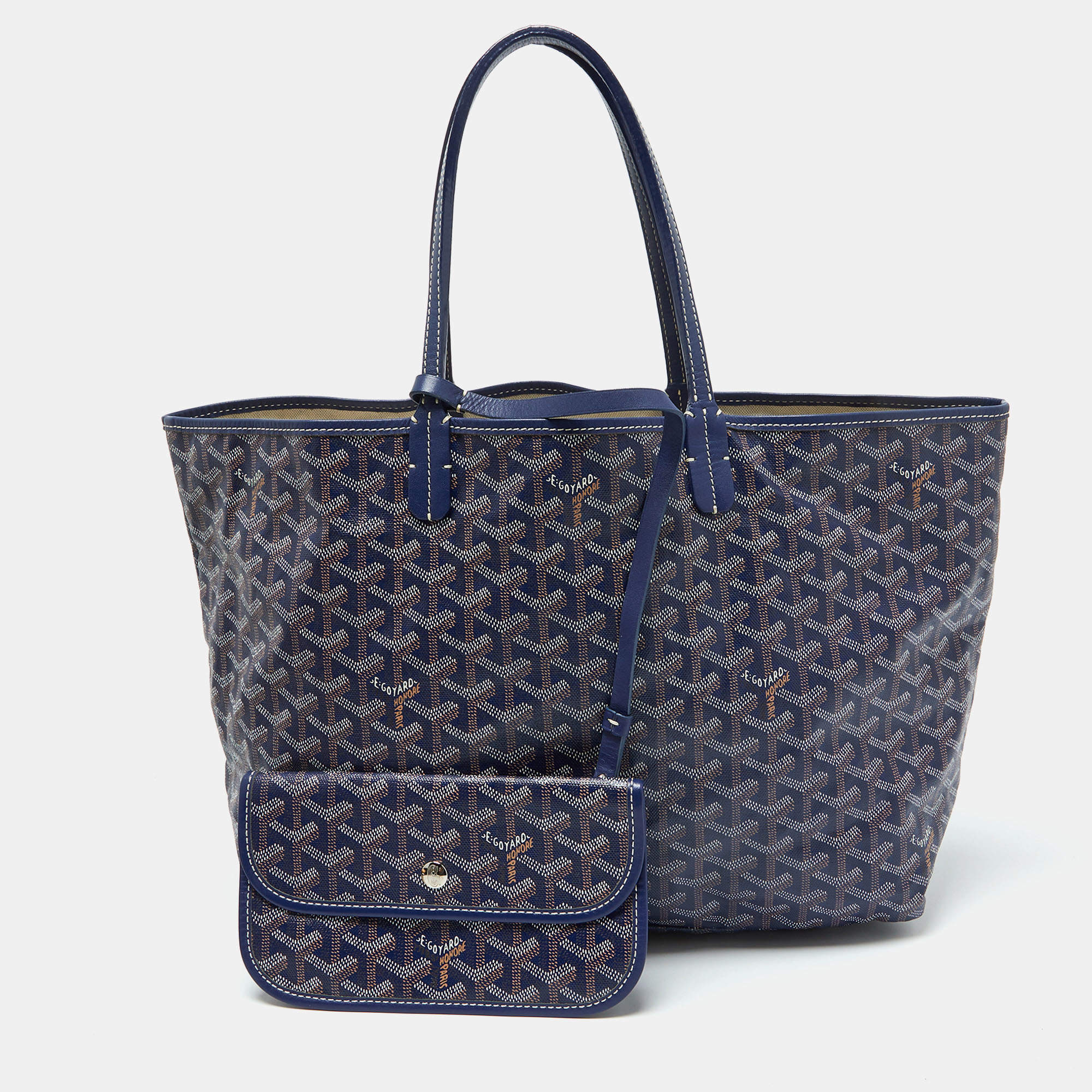 Goyard Blue Goyardine Coated Canvas and Leather Saint Louis PM Tote