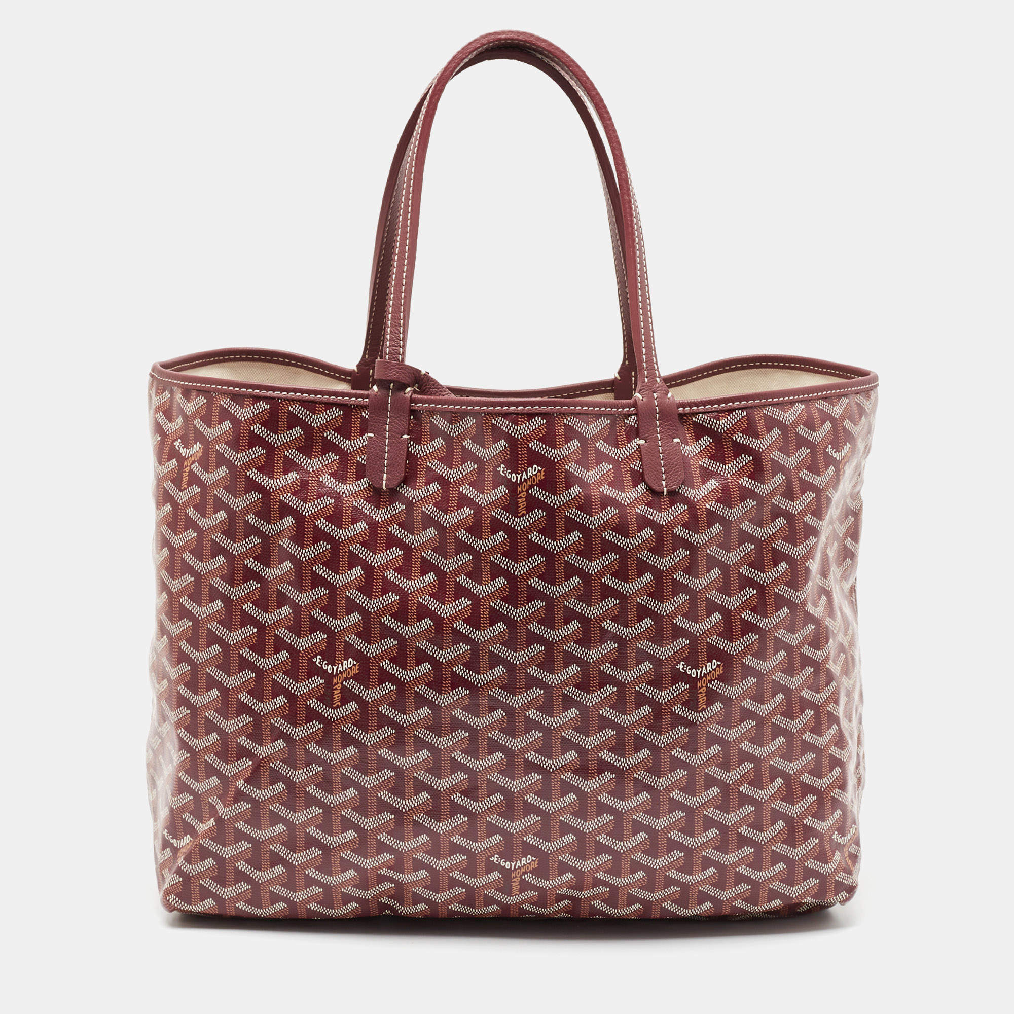 Pre Owned Goyard Burgundy Goyardine Coated Canvas and Leather Saint Louis PM Tote