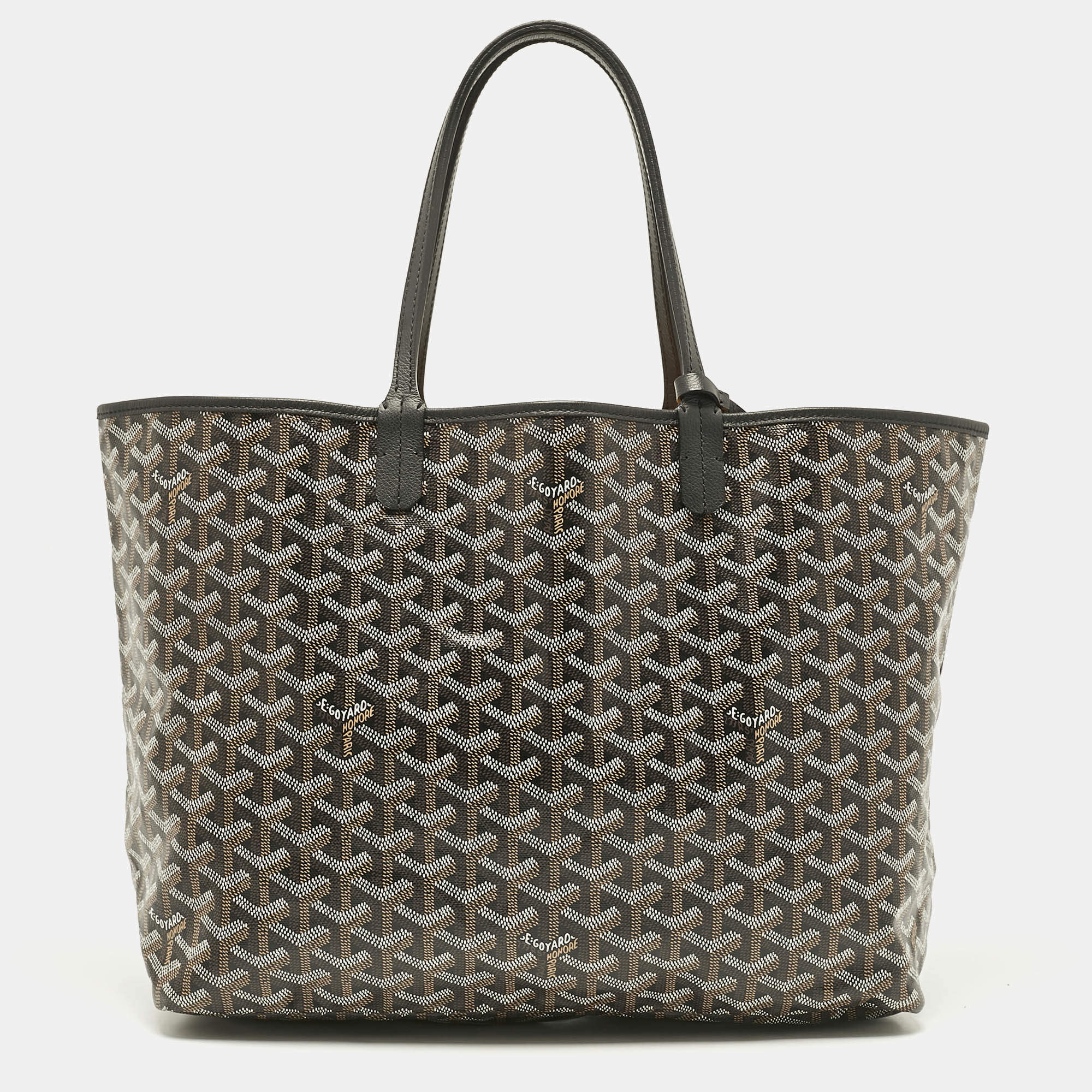 Pre Owned Goyard Black Goyardine Coated Canvas Saint Louis PM Tote